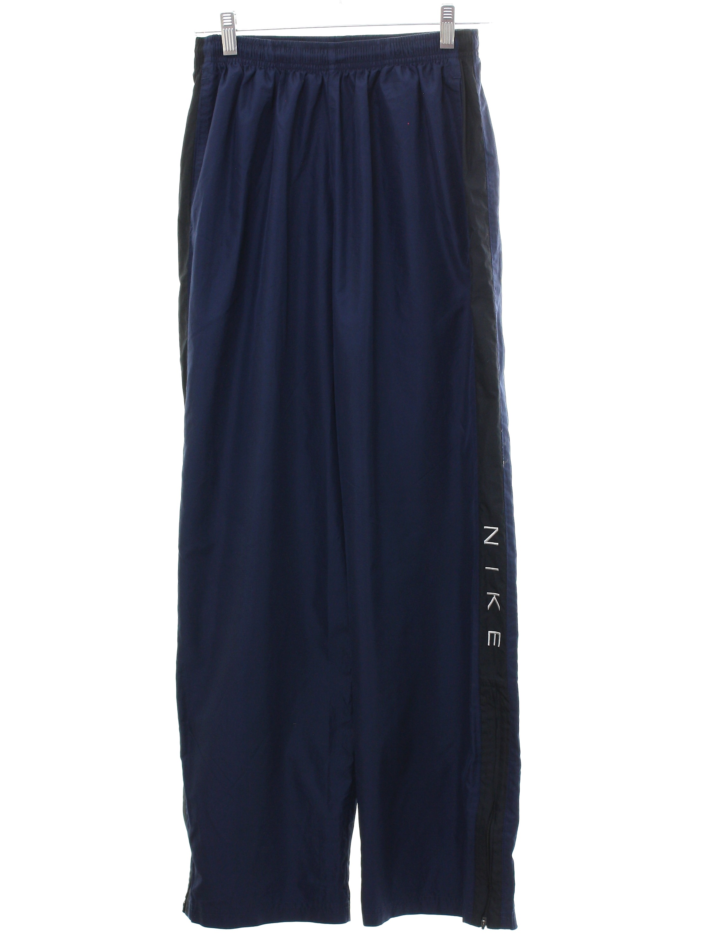 Pants: 90s -Nike- Unisex navy blue background polyester slightly ...
