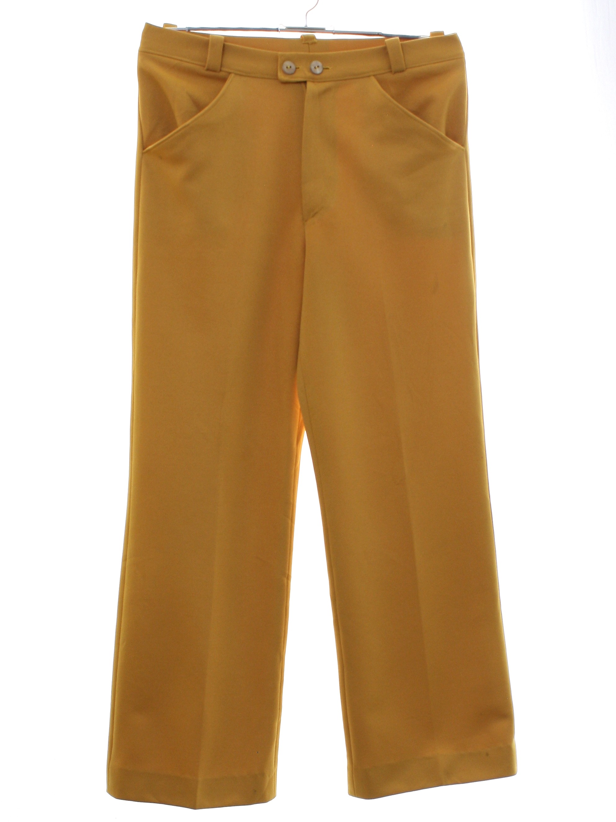 1970's Pants (Home Sewn): 70s -Home Sewn- Mens harvest gold solid ...