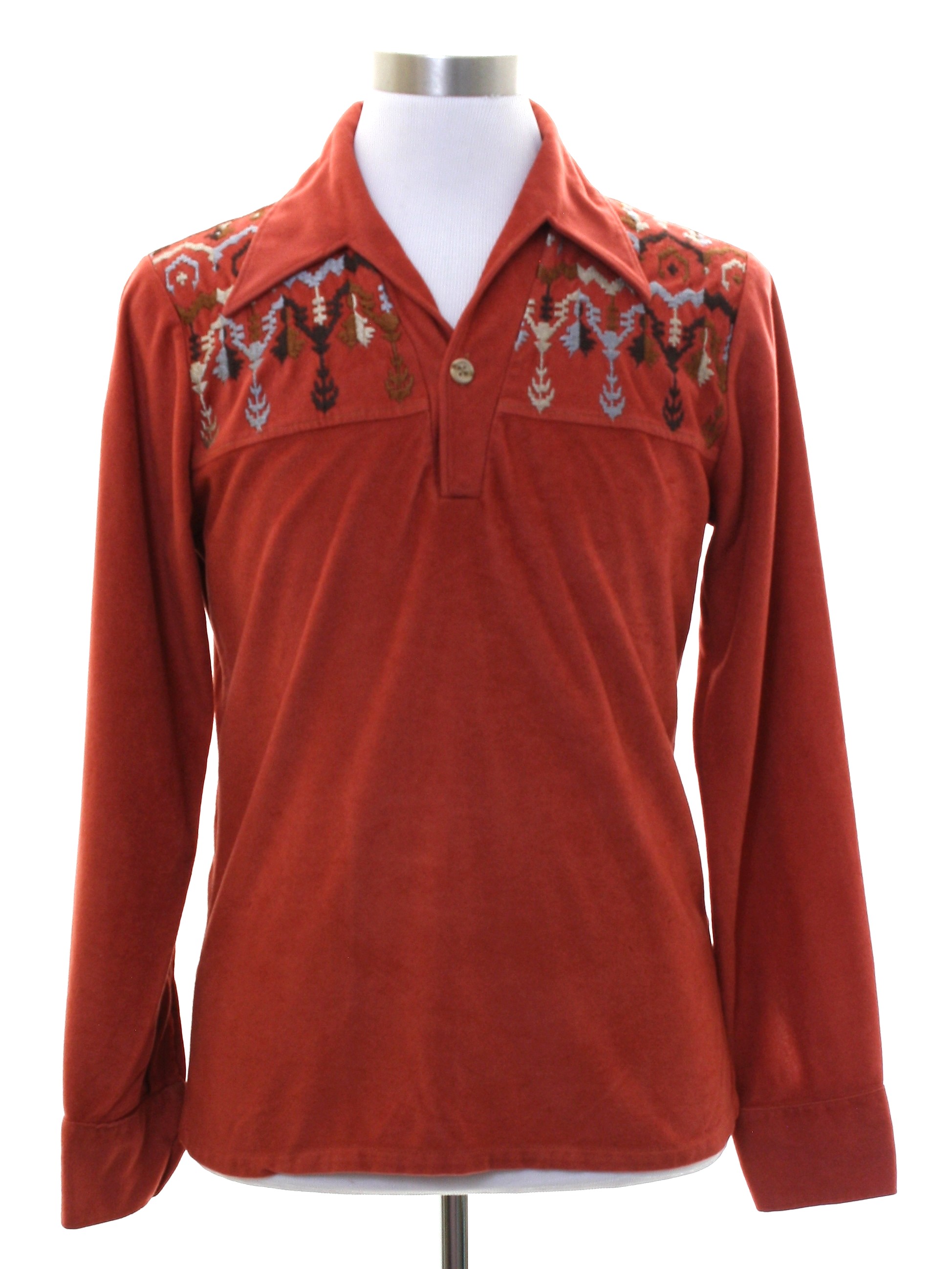 Download Vintage 1970's Hippie Shirt: 70s -Spire- Mens rust ...