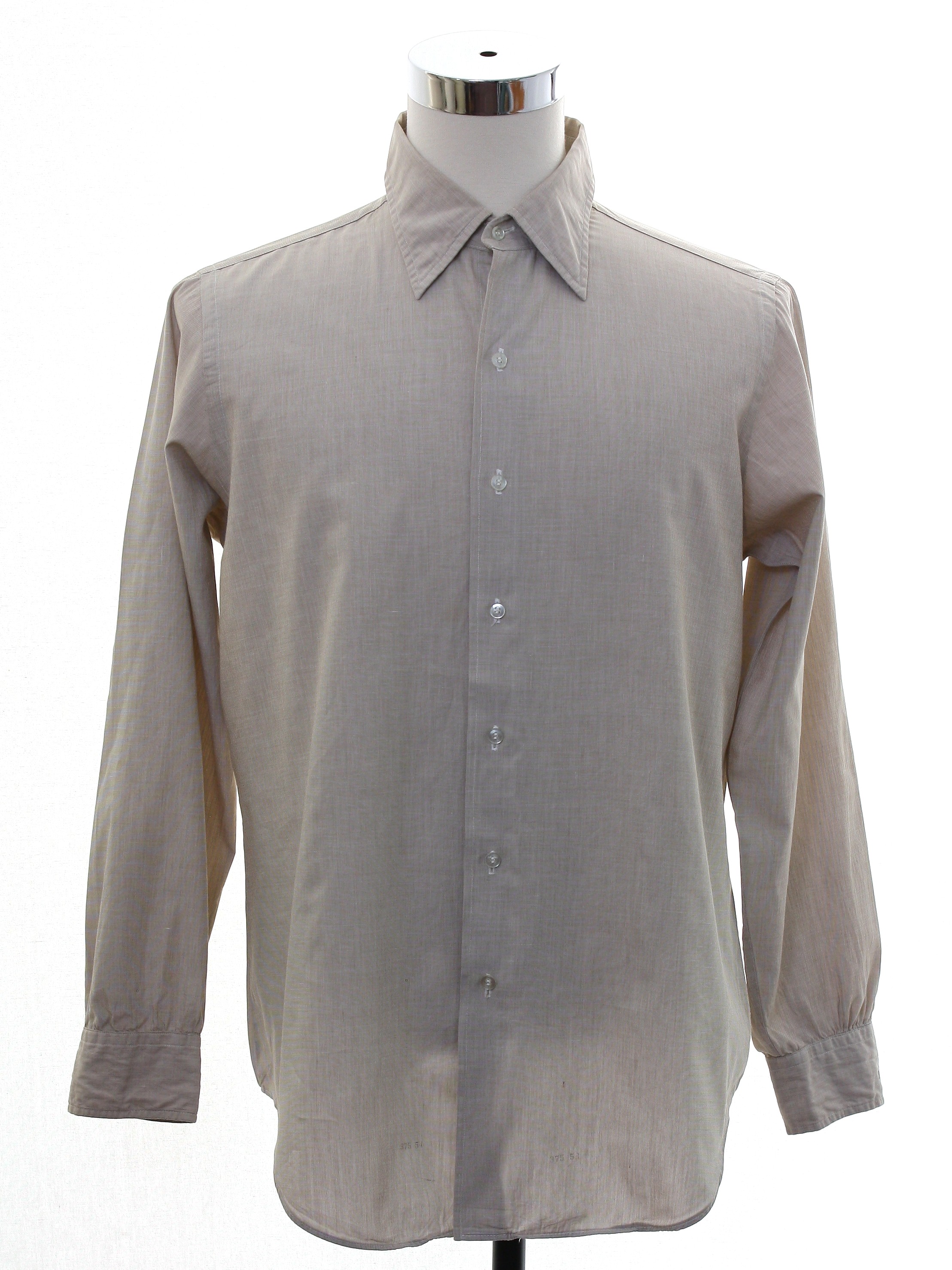 Vintage 1960's Shirt: Late 60s -The Custom Shop- Mens light hazy mocha ...