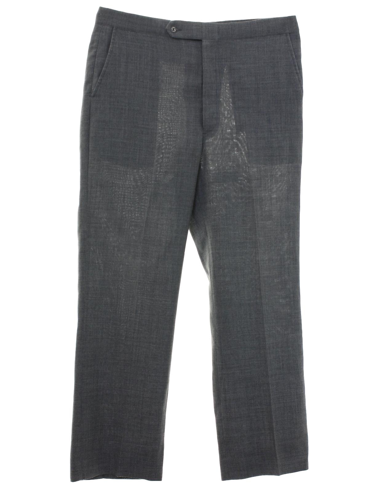 1970's Pants (Sansabelt): Late 70s -Sansabelt- Mens gray solid colored ...