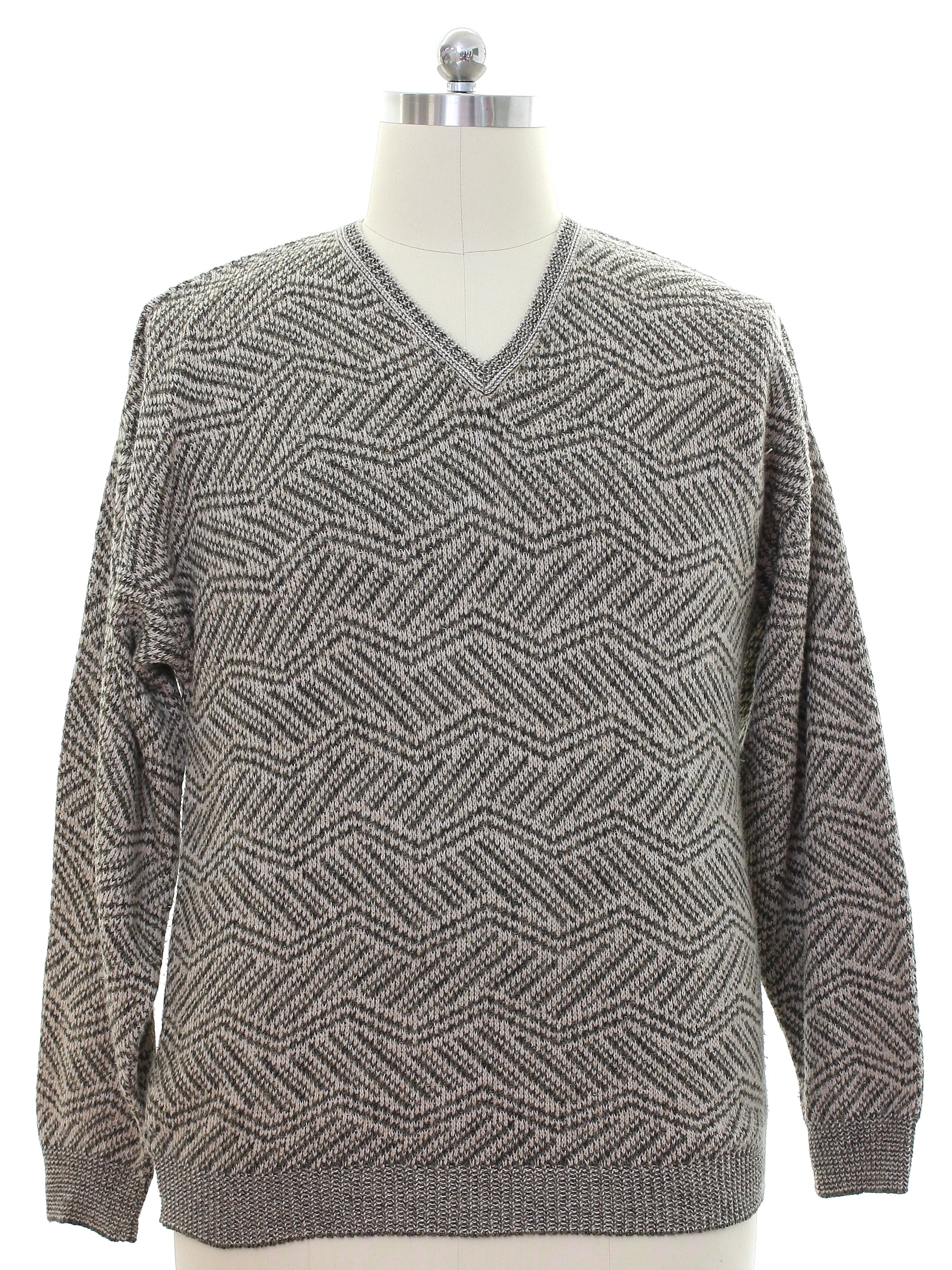 Sweater: 90s -Bachrach- Mens oatmeal background acrylic pullover ...