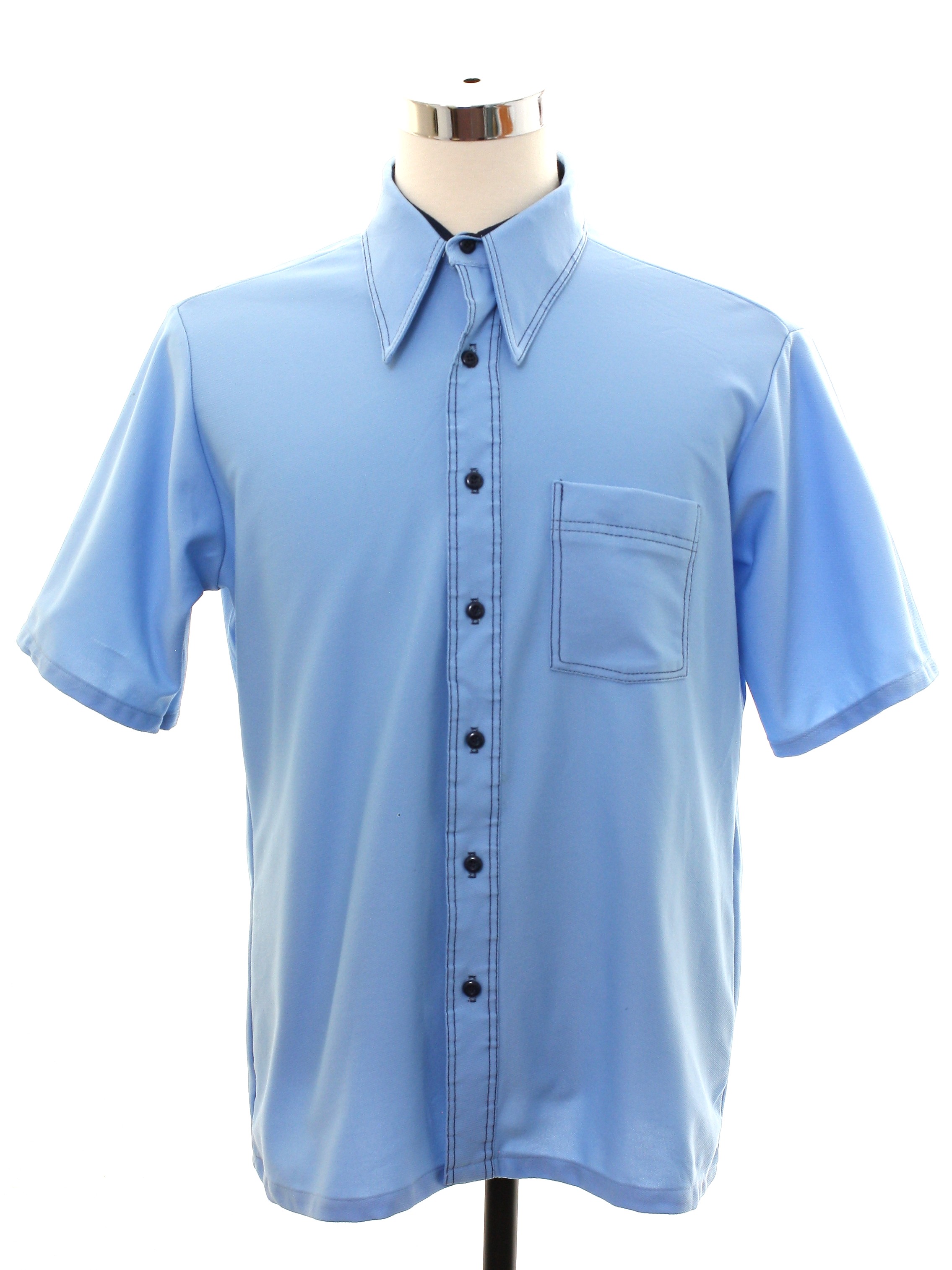 1970's Vintage JC Penney Knit Shirt: 70s -JC Penney- Mens sky blue ...