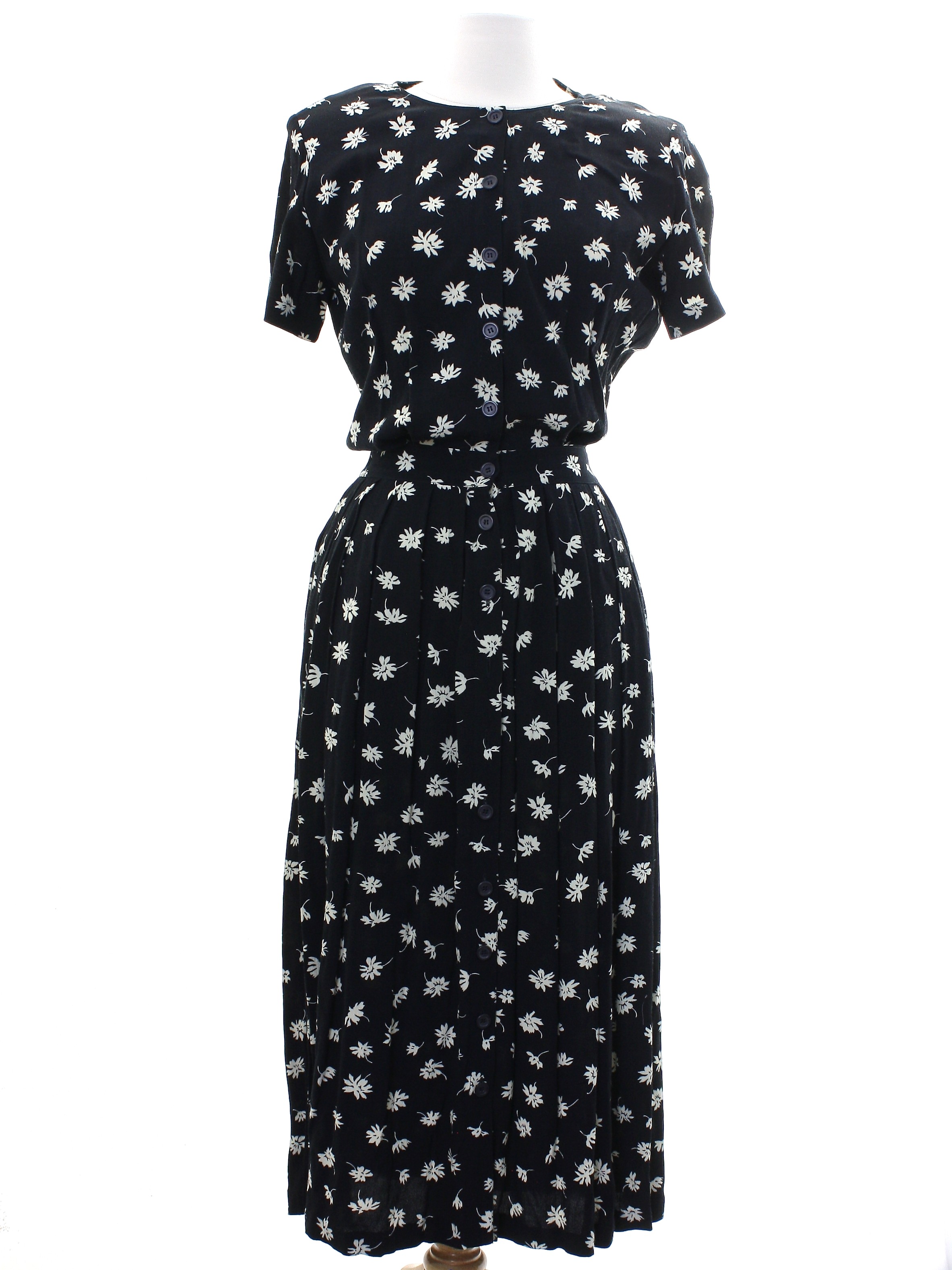 80's Liz Claiborne Dress: 80s -Liz Claiborne- Womens black rayon short ...