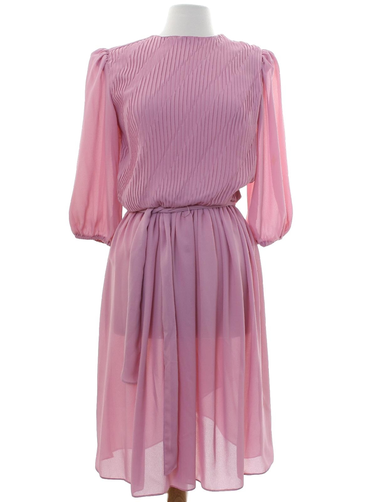 1970's Retro Disco Dress: Late 70s -Variations- Womens mauve polyester ...