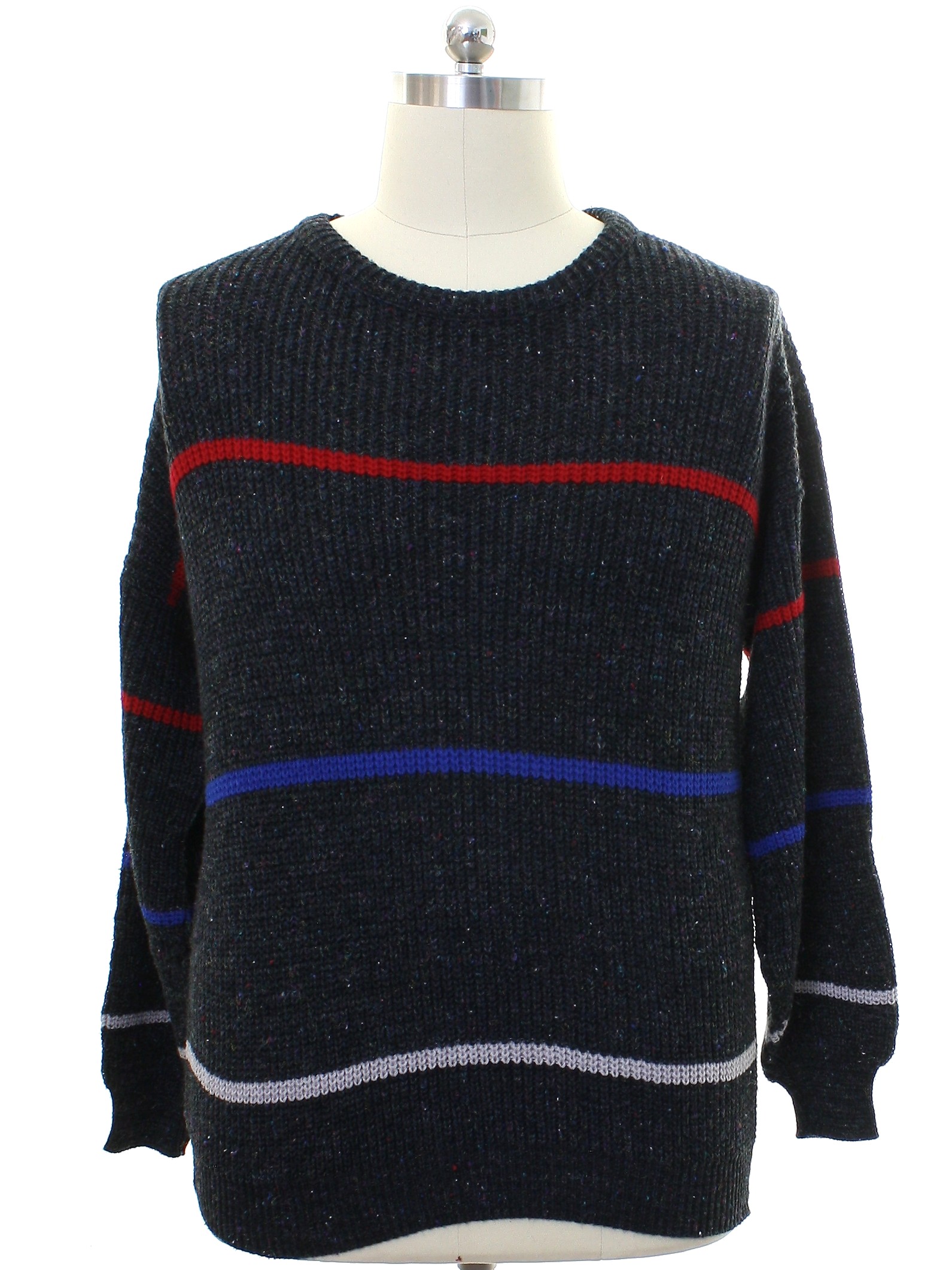 1980's Retro Sweater: 80s -American Editions- Mens charcoal gray with ...