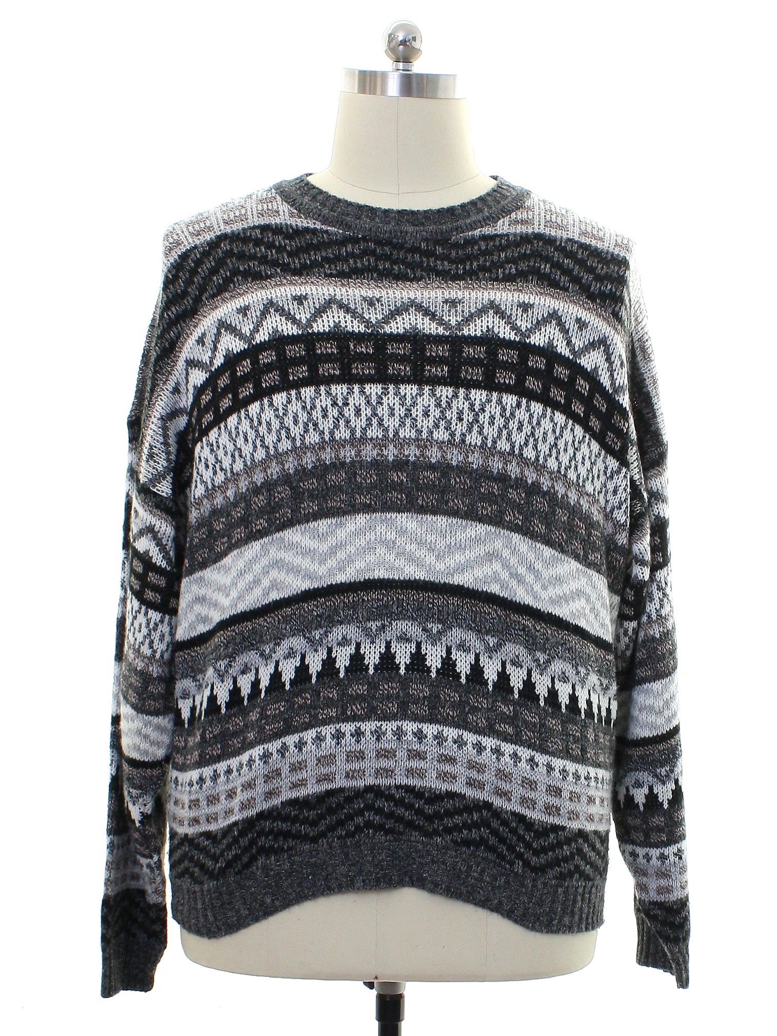 1980's Retro Sweater: 80s -Bugle Boy Company- Mens smoky gray ...