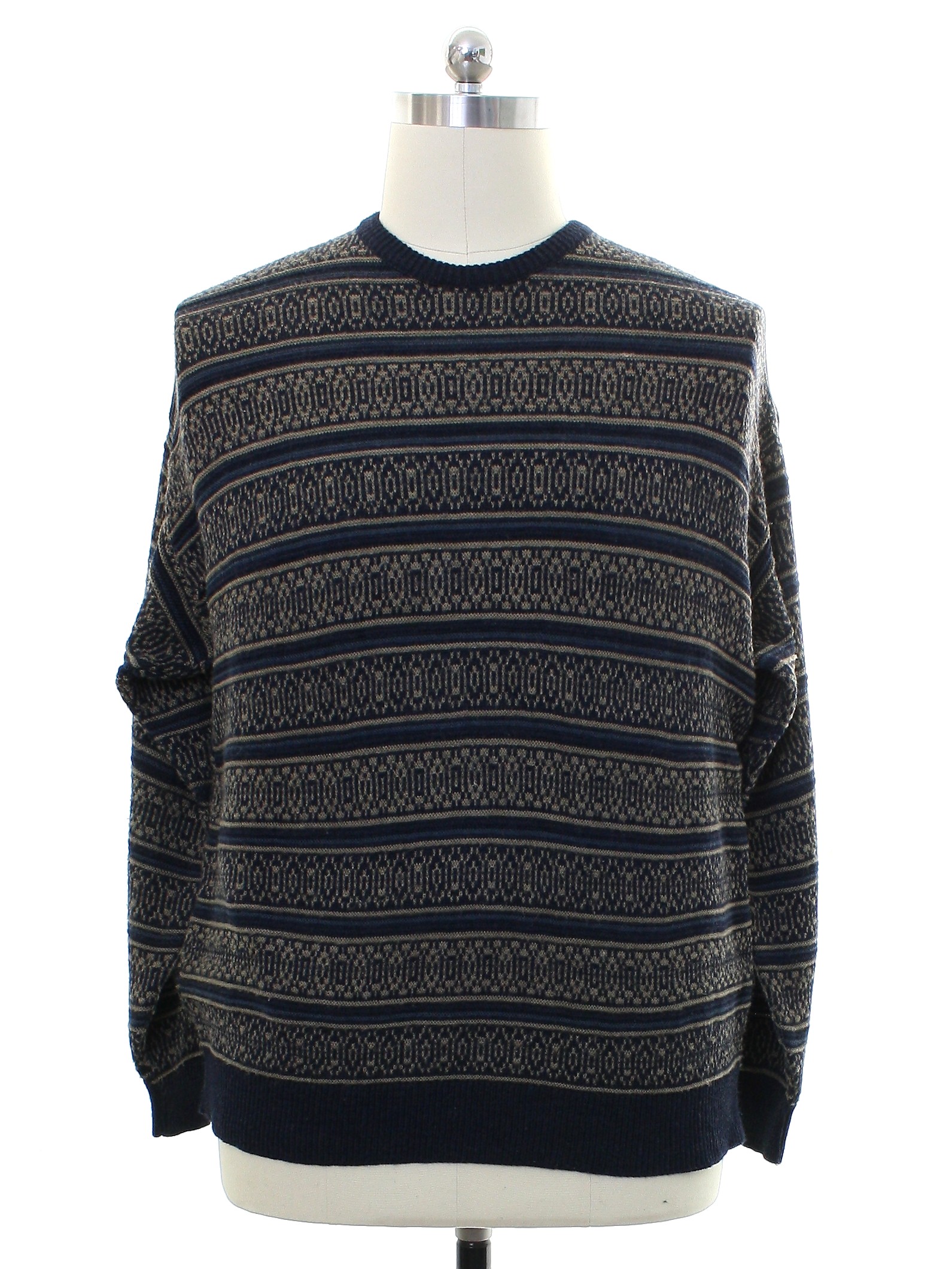 Vintage 90s Sweater: Late 90s -Van Heusen- Mens mocha brown background ...