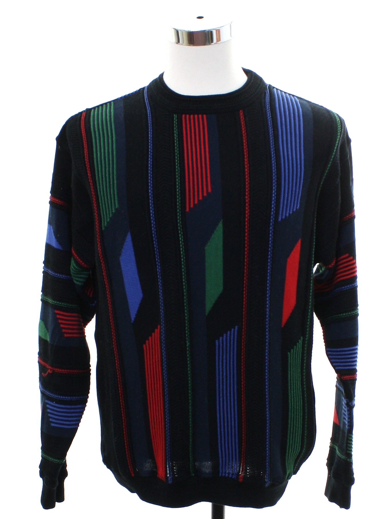 1980's Vintage Sweater: Late 80s or Early 90s -No Label- Mens black ...