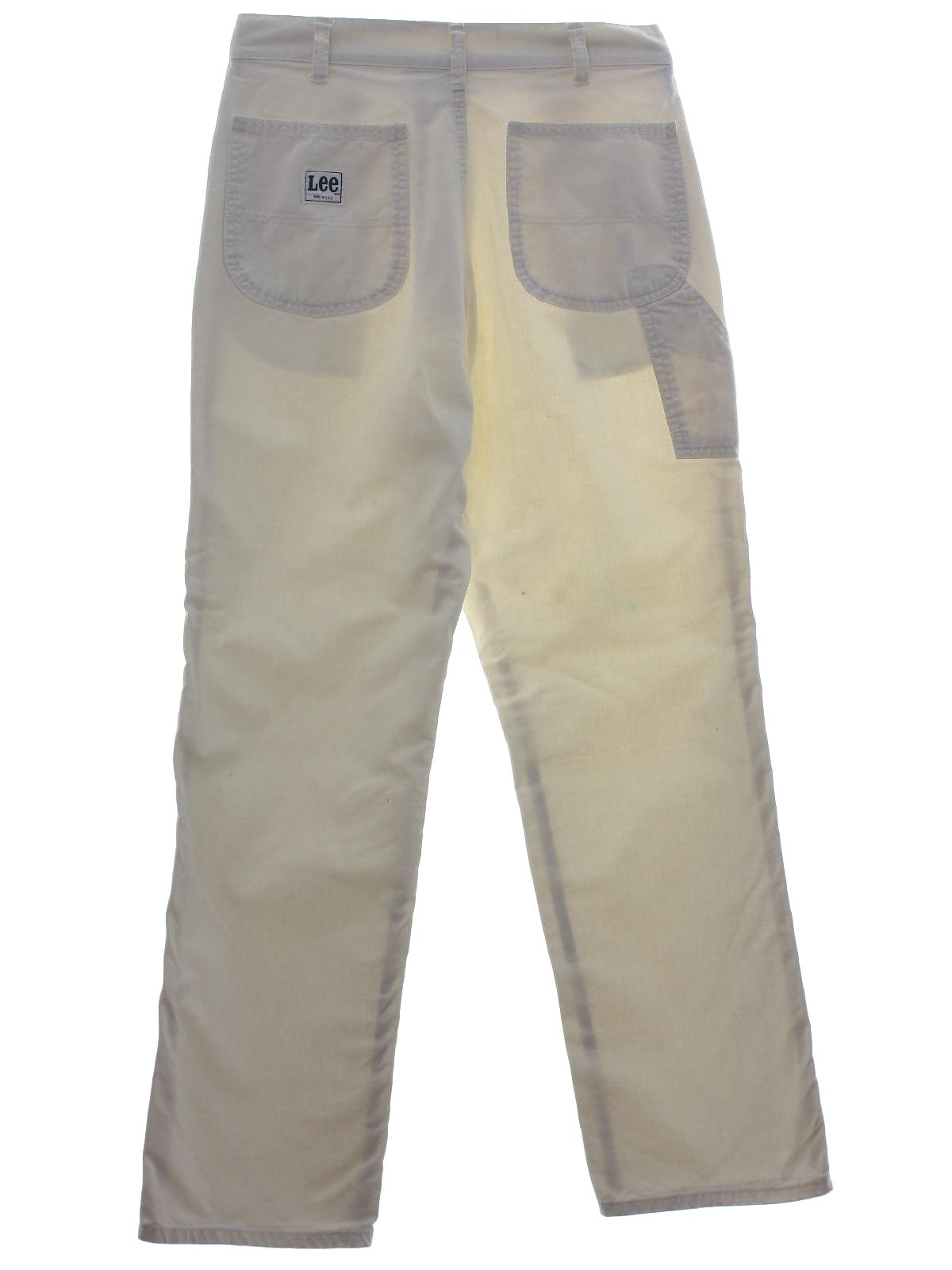 Retro 1960s Pants: 60s -Lee- Mens winter white light weight cotton ...