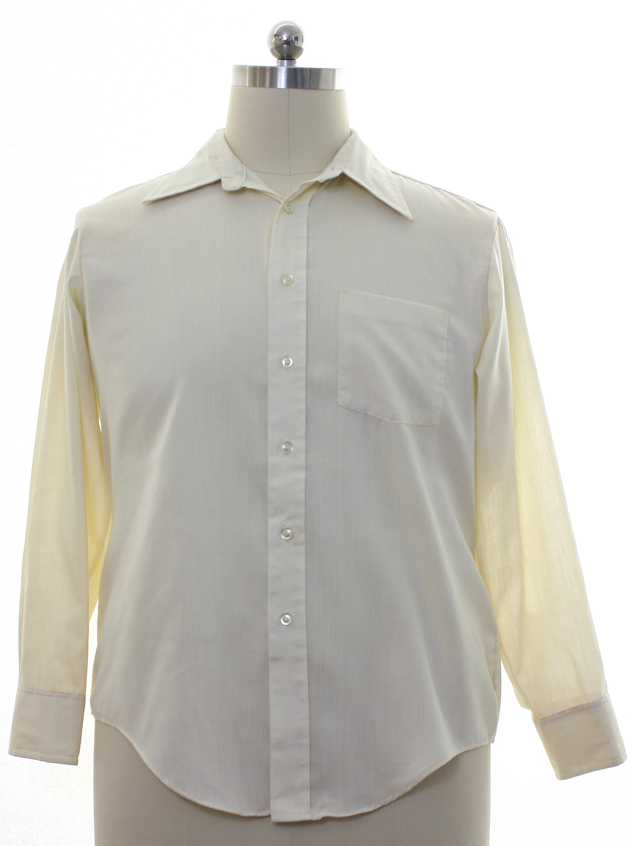 Retro Seventies Shirt: 70s -K-Mart- Mens cream polyester cotton blend ...