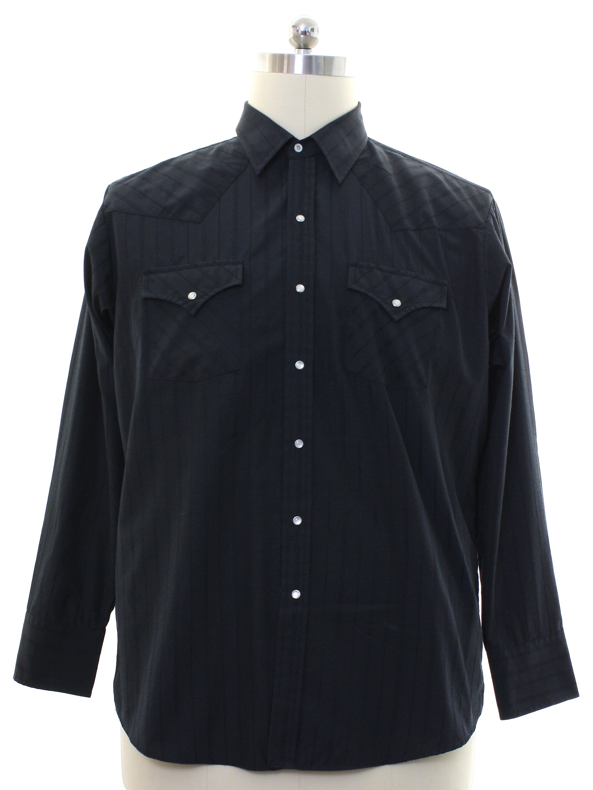 Western Shirt: 90s -Ely Cattleman- Mens slightly faded black background ...