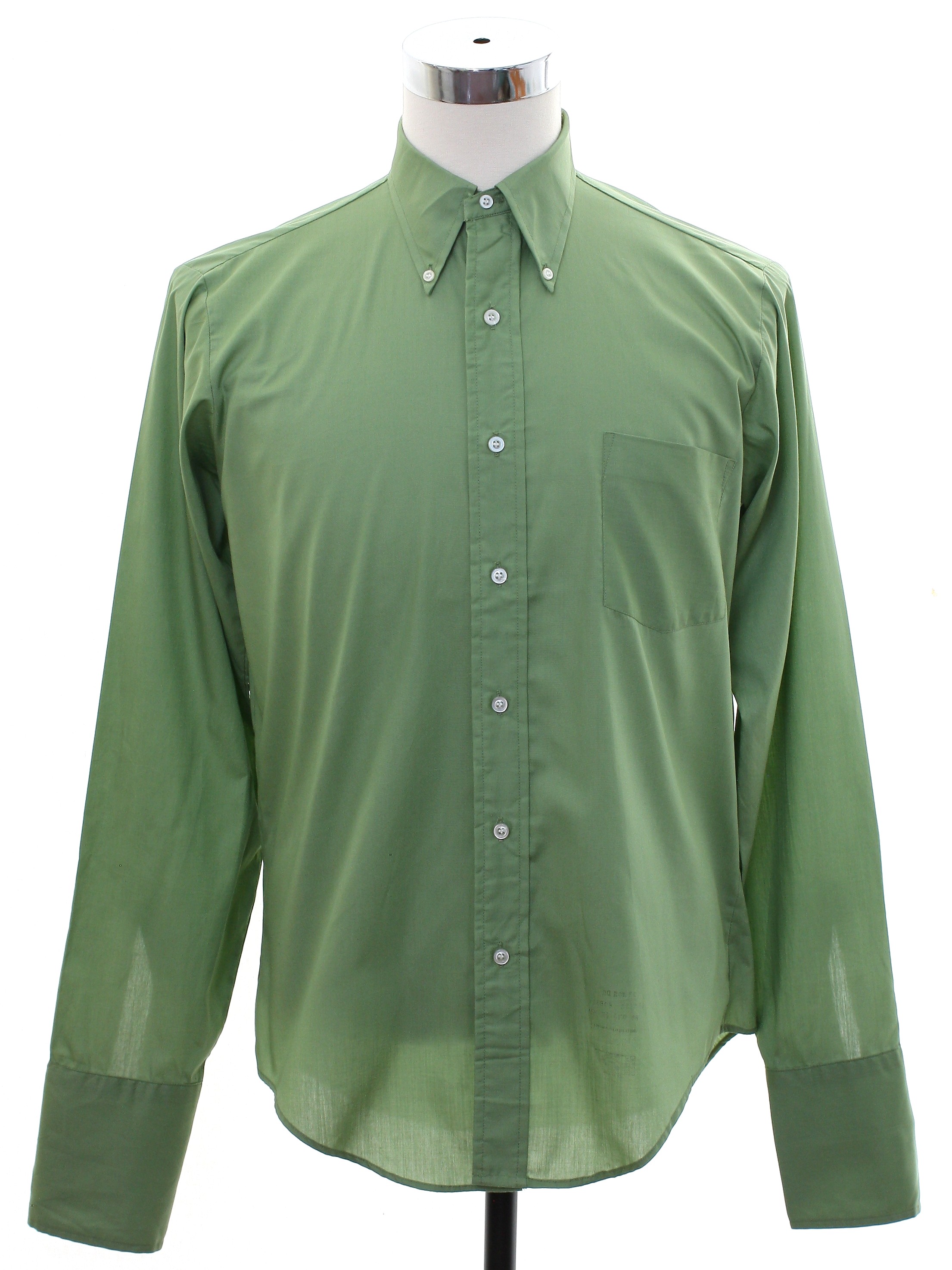 Vintage Manhattan 1960s Shirt: 60s -Manhattan- Mens moss green ...