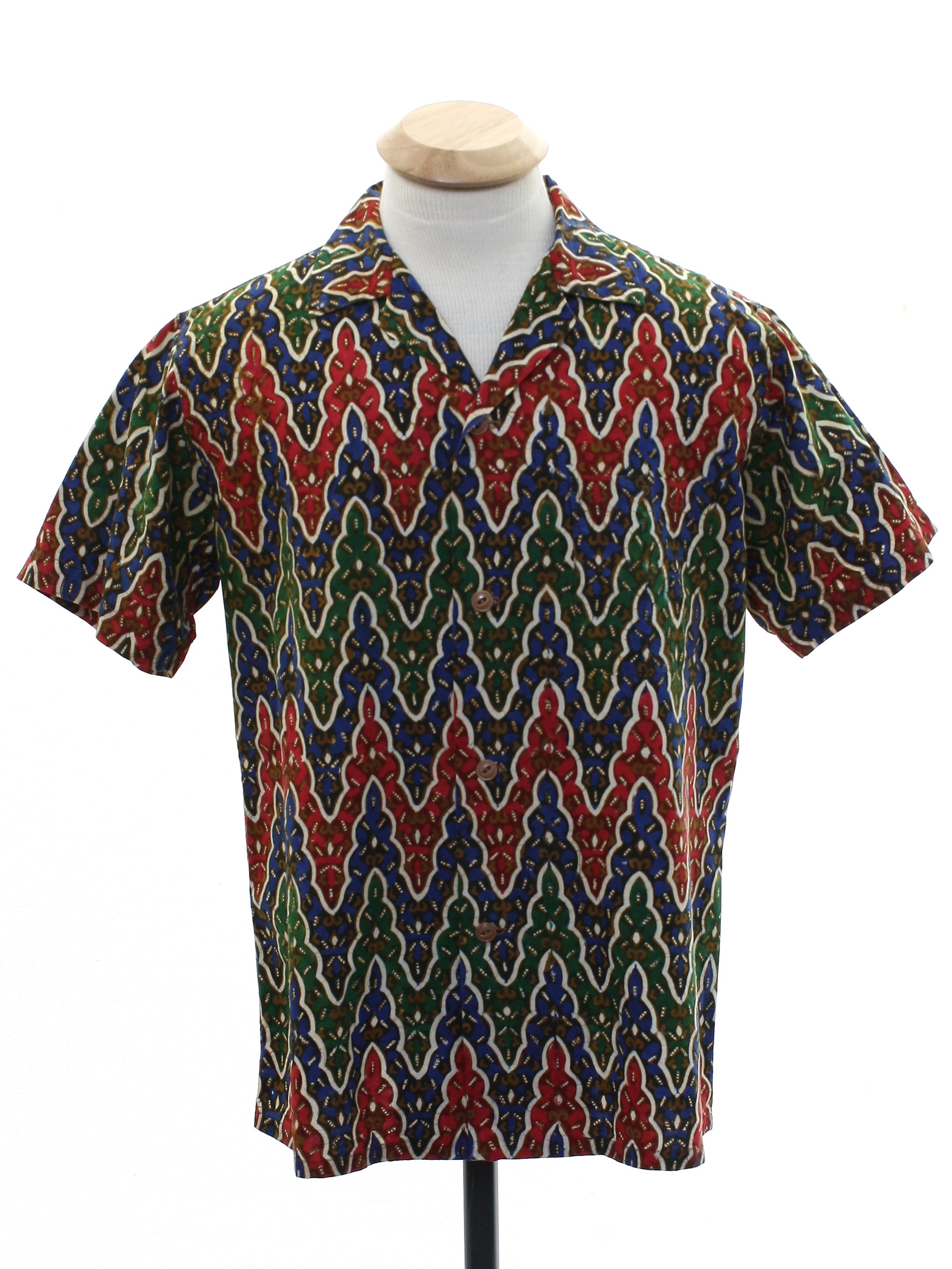 Retro 1970s Hippie Shirt: Late 70s or Early 80s -No Label- Mens multi ...