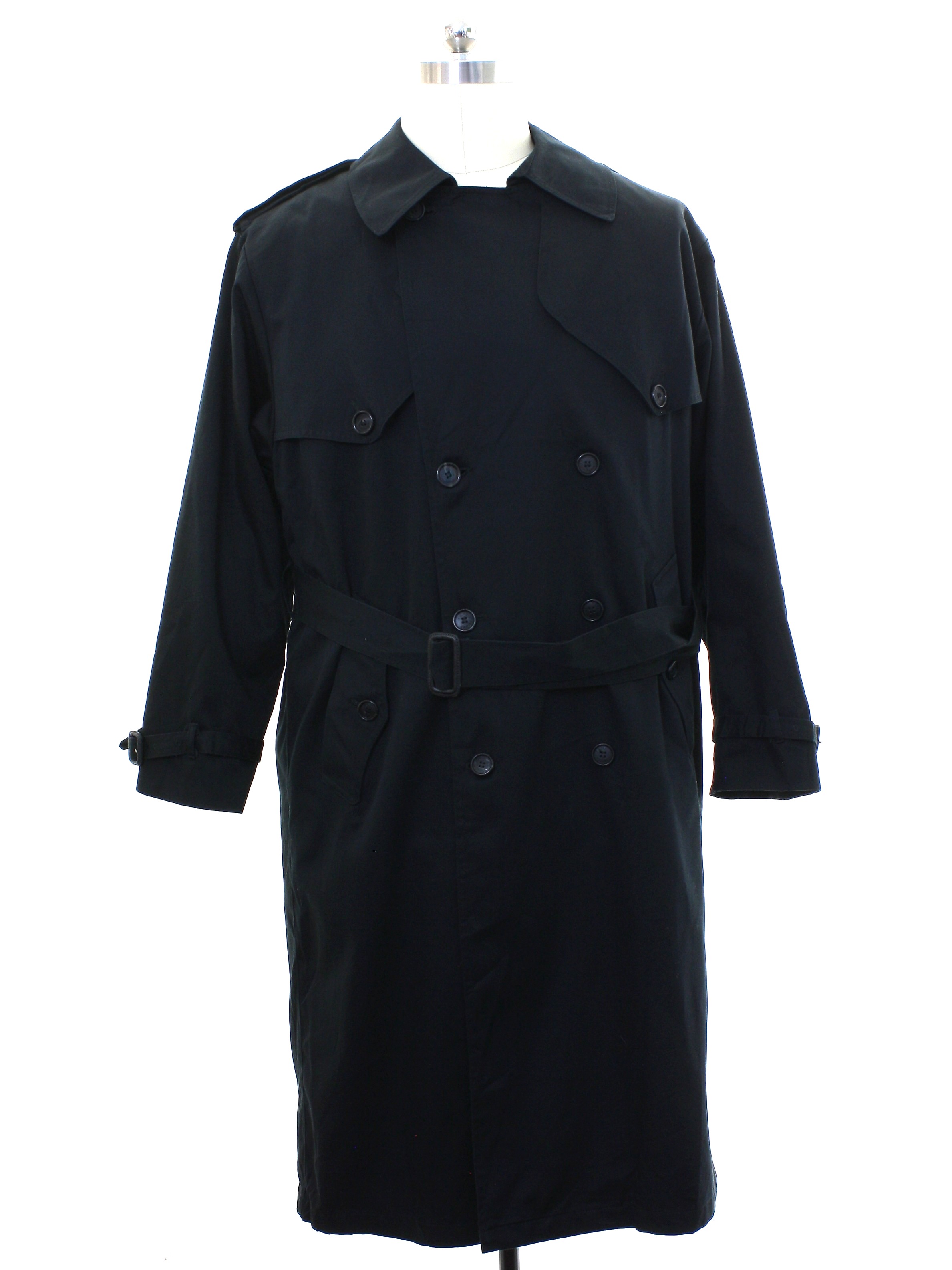 Jacket: 90s -Towne London Fog- Mens mod black polyester cotton blend ...