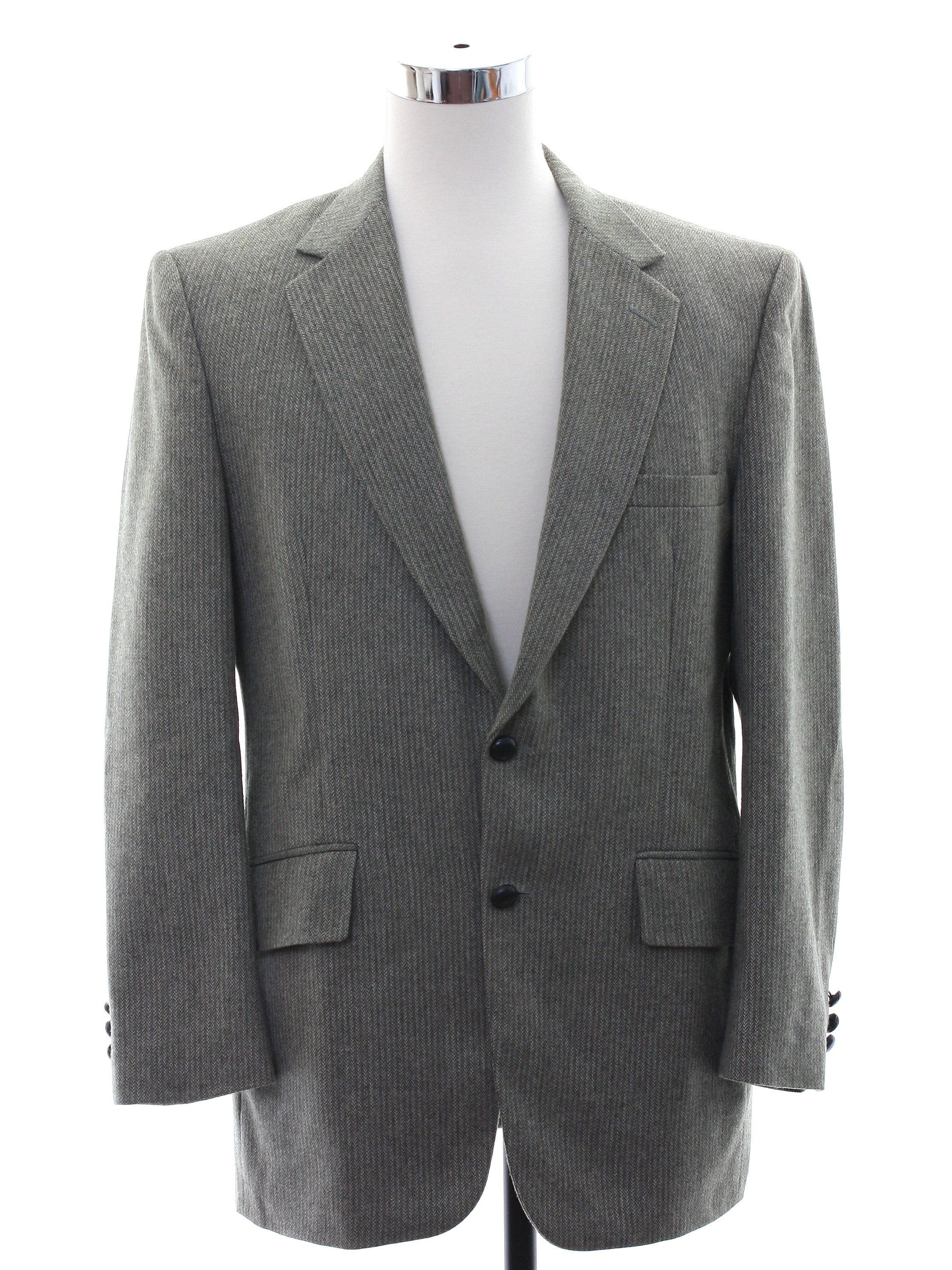70s Jacket (Botany 500): 70s -Botany 500- Mens grey wool jacket having ...