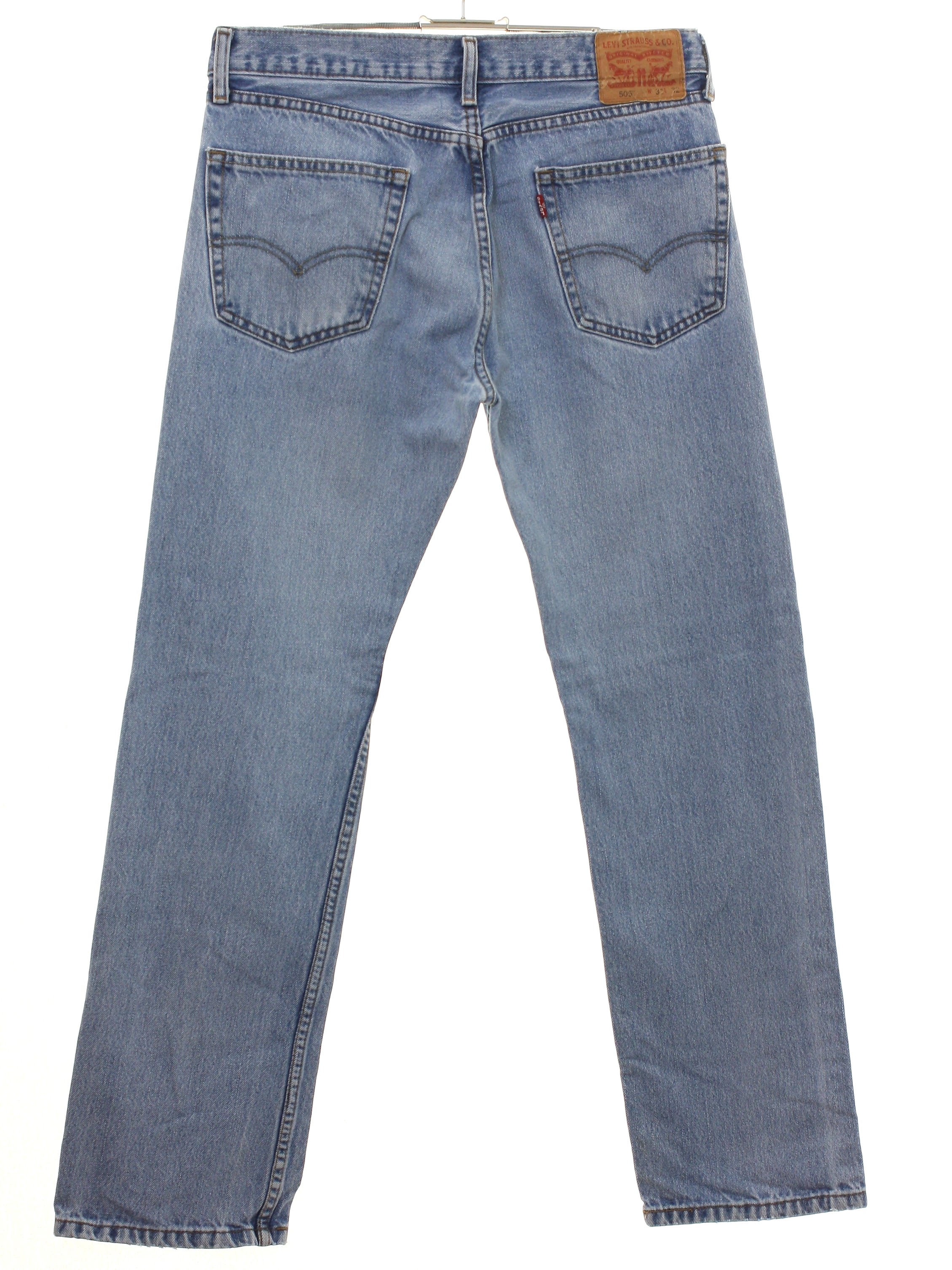 Pants: 90s -Levis 505- Mens slightly faded and worn light blue wash ...