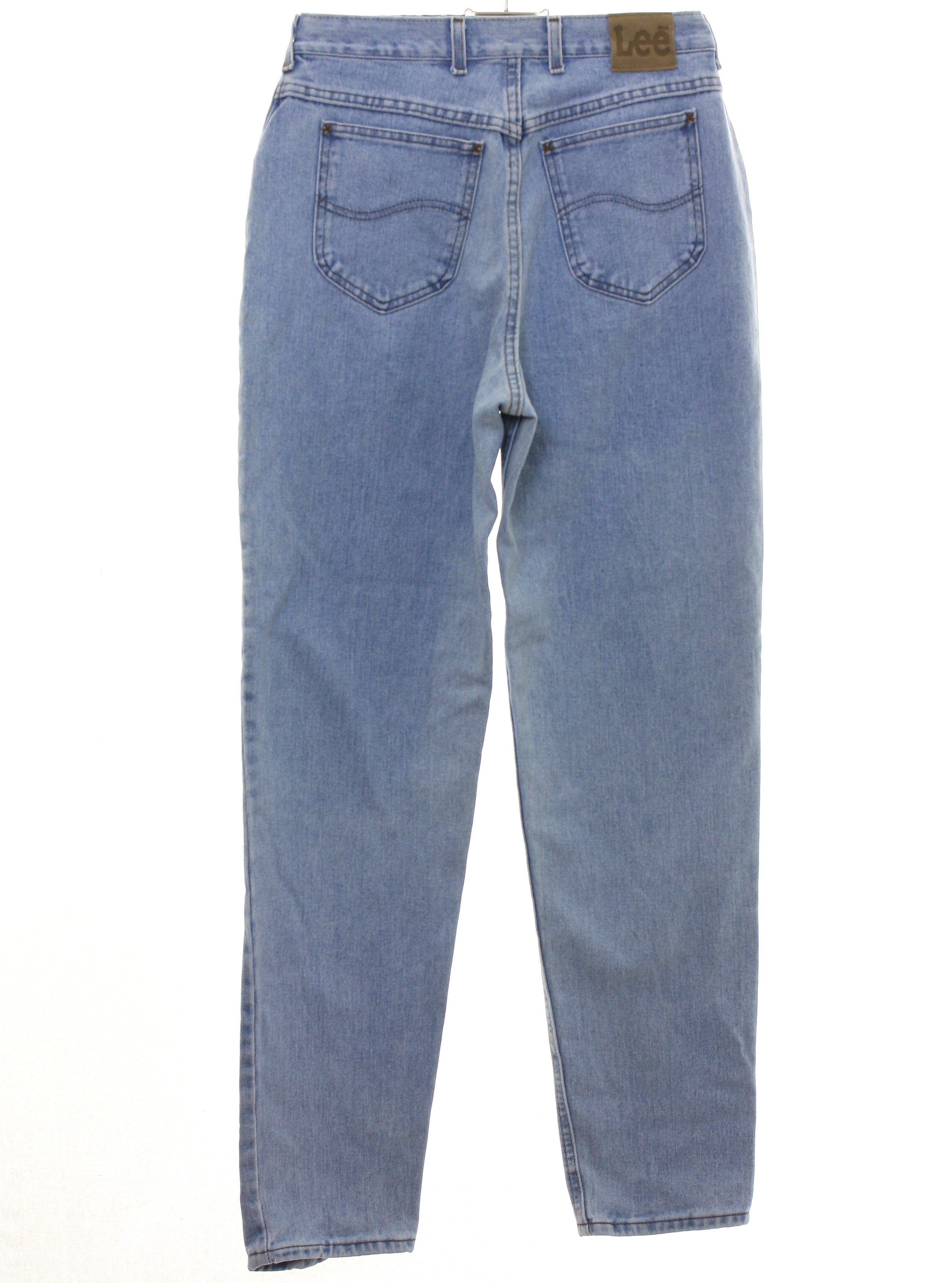 1990s Vintage Pants: 90s -Lee- Womens worn and yellowed light blue wash ...
