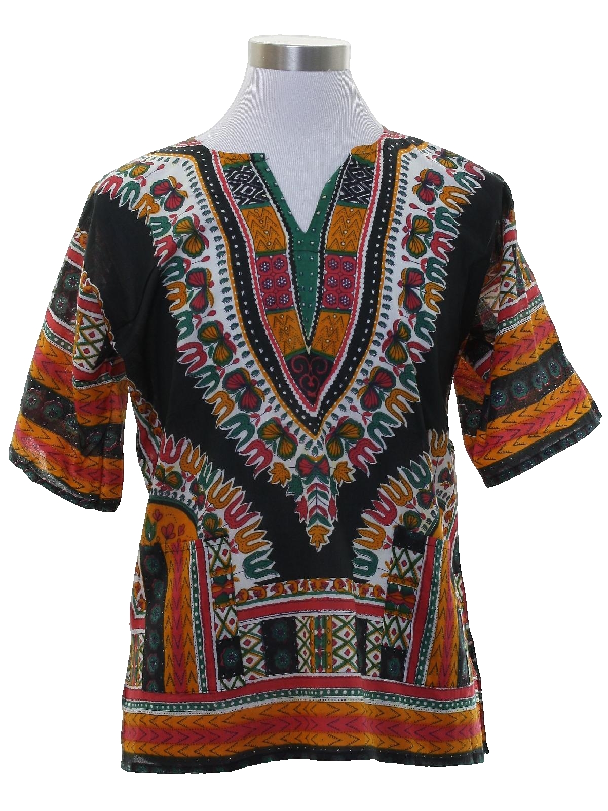 1970's Hippie Shirt: 70s style (made recently) -No Label- Unisex black