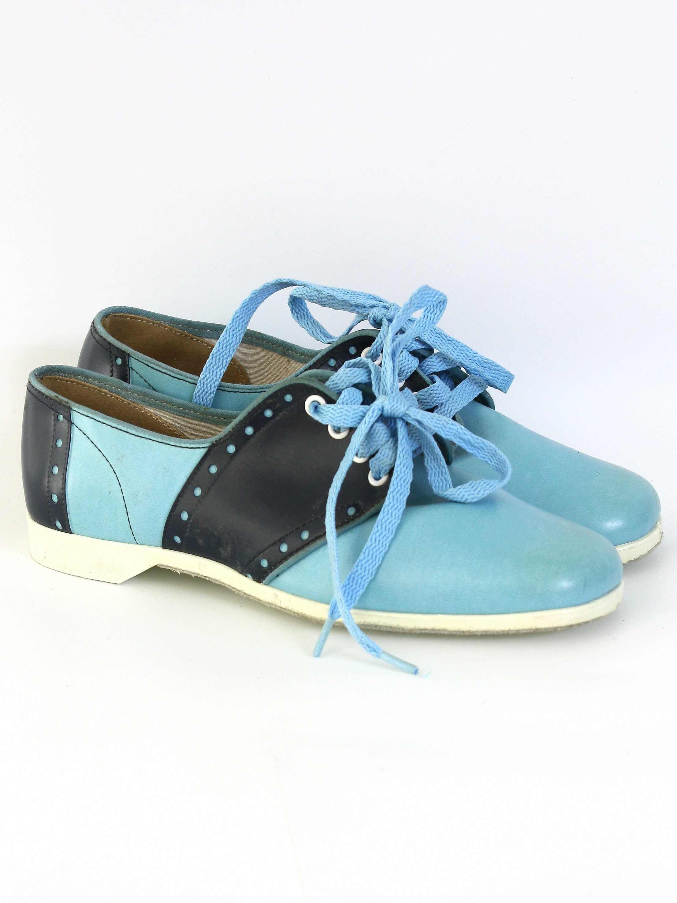 60's Brunswick Shoes: 60s -Brunswick- Womens navy blue and sky