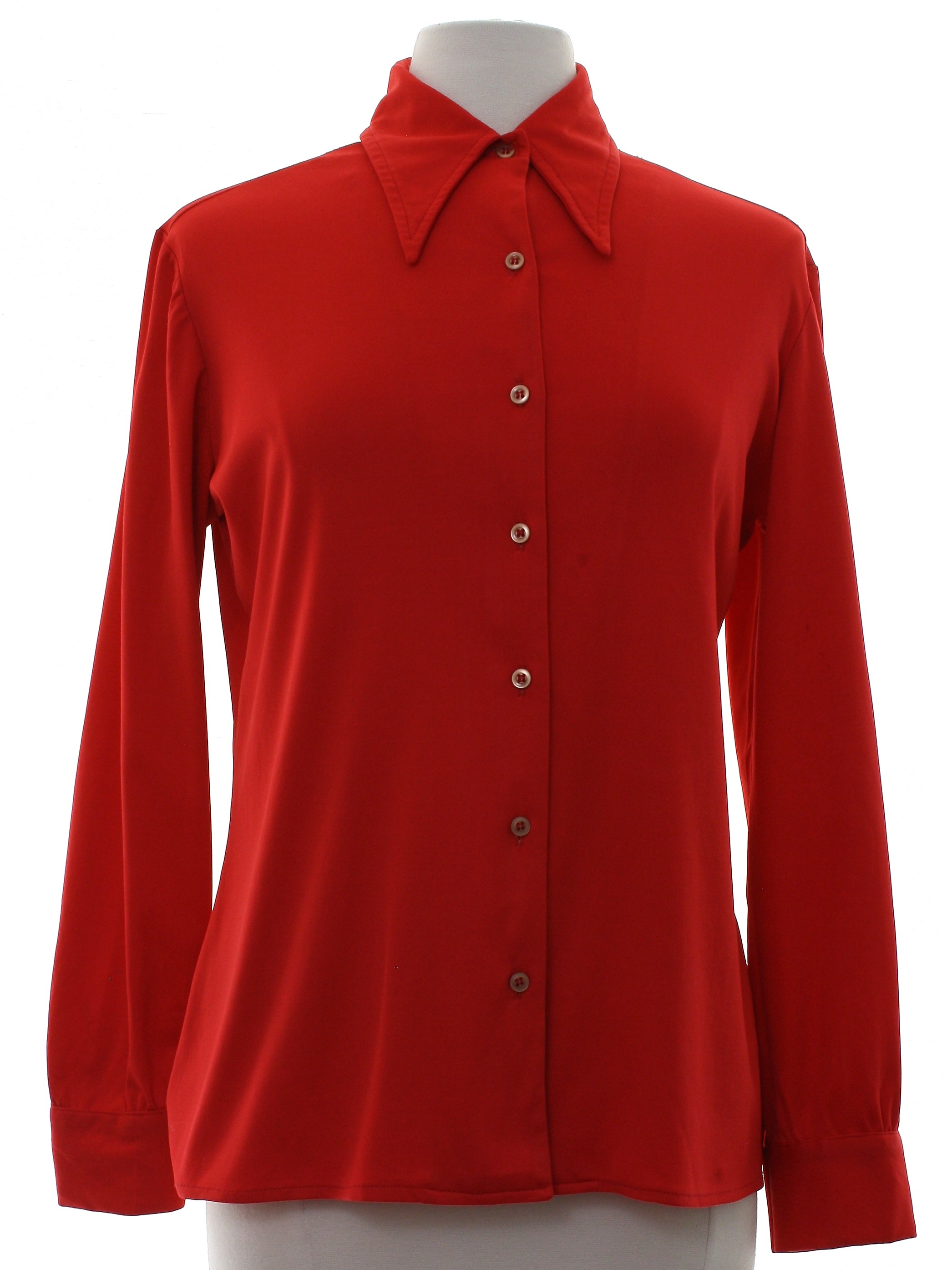 women's red shirt with collar