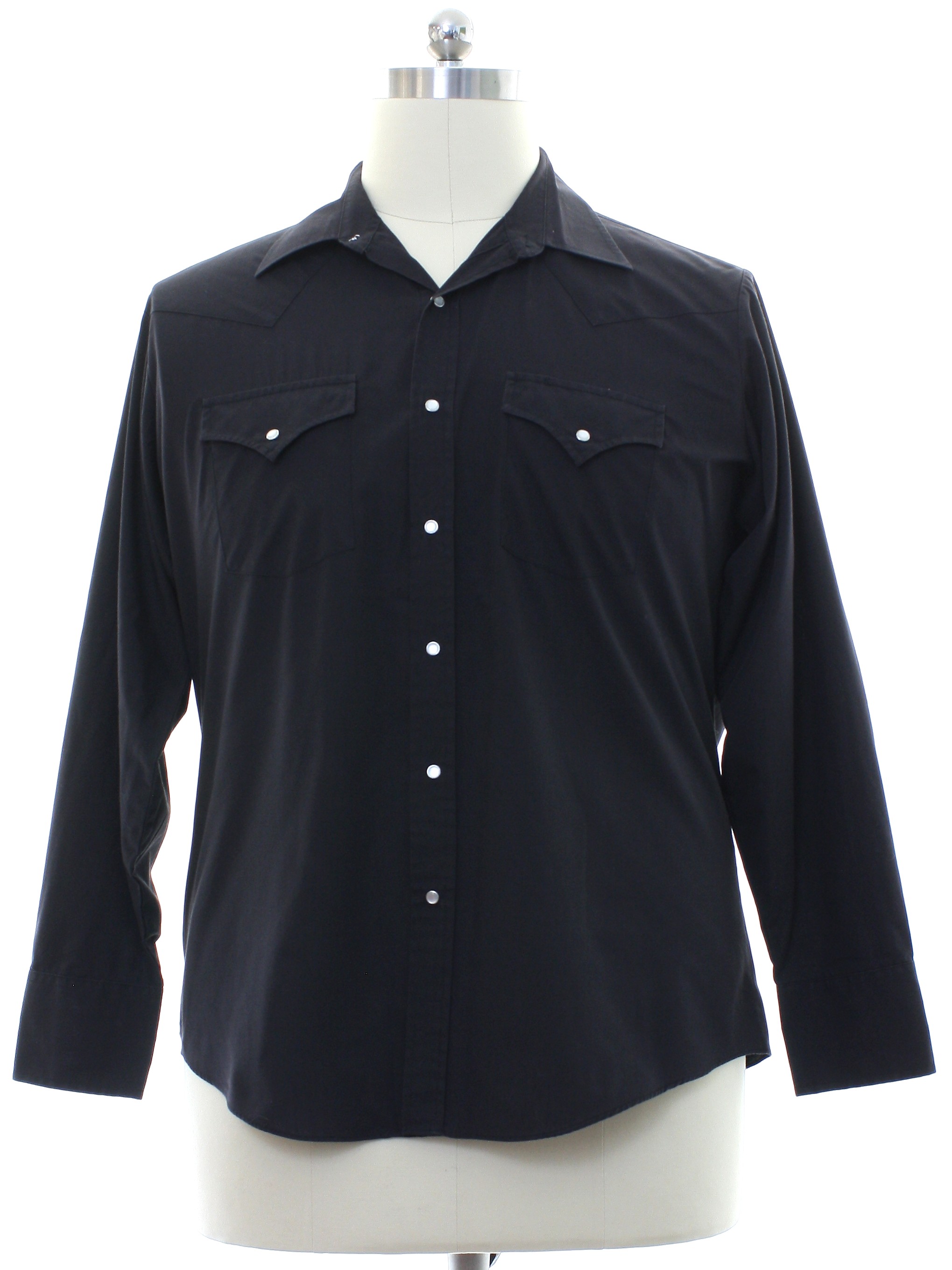 Western Shirt: 90s -Sheplers- Mens faded black background polyester ...