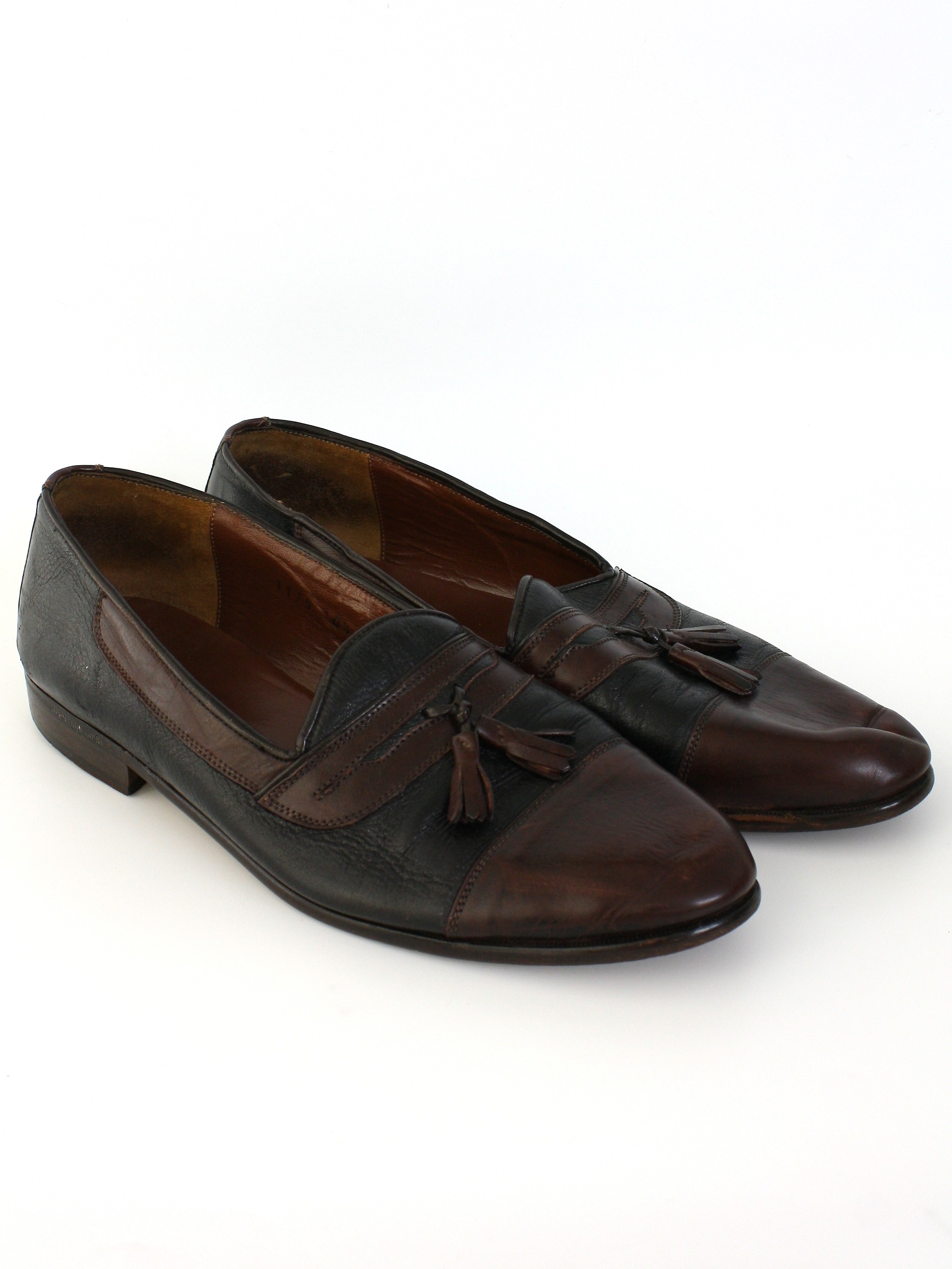 Nineties Vintage Shoes: 90s -Made in Italy- Mens pieced two tone brown ...