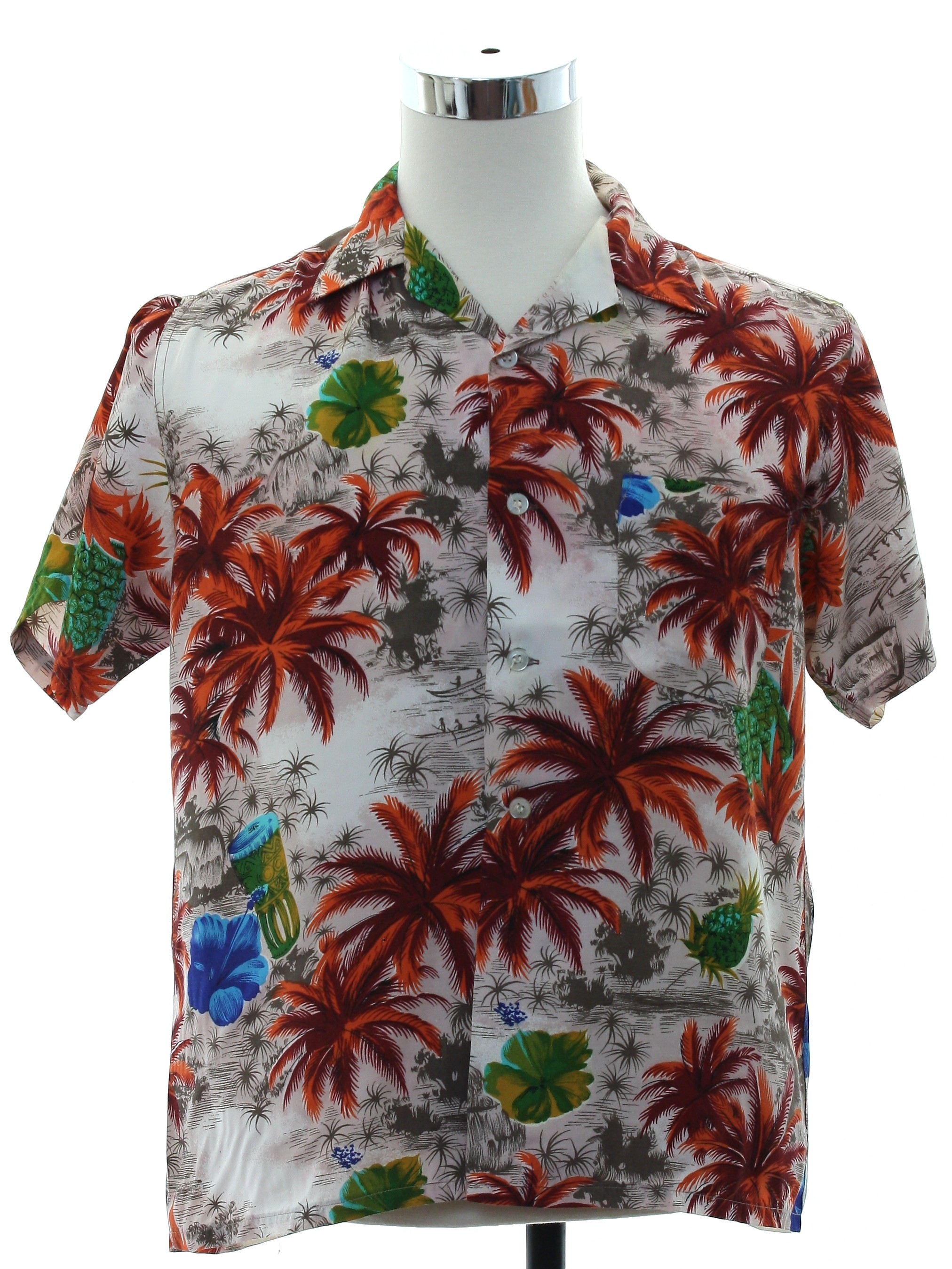 1950's Aloha Shirts Hand Screened Japan Mens Hawaiian Shirt
