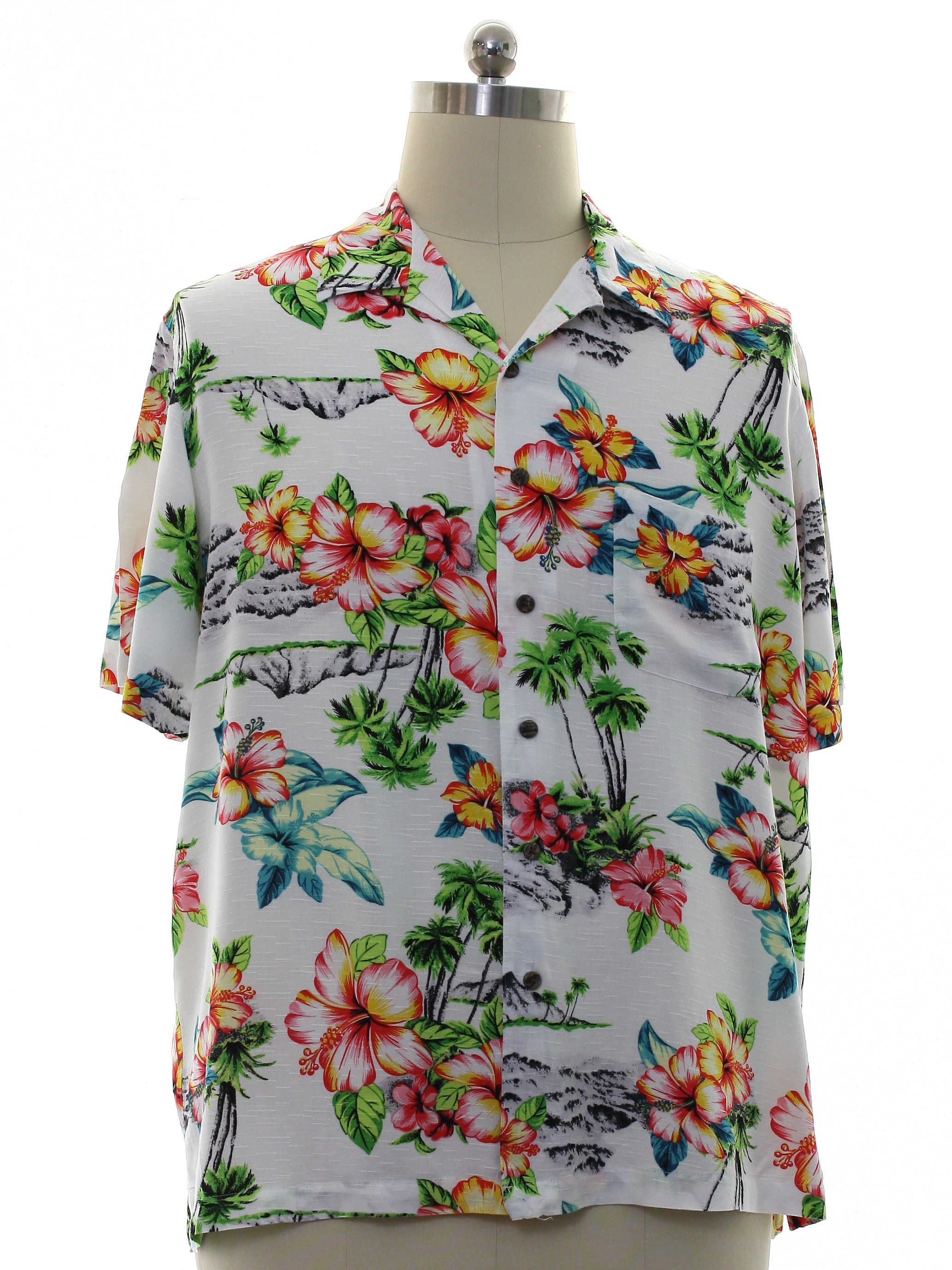 90s Vintage George Hawaiian Shirt: 90s -George- Mens white background ...