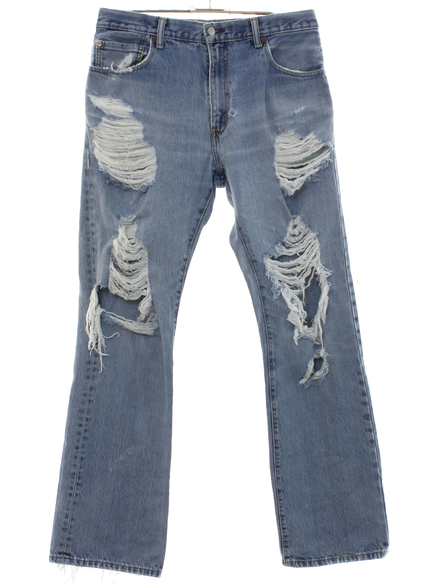 Vintage Levis 517 Nineties Flared Pants Flares 90s Levis 517 Mens light blue background stone washed cotton denim style 517 five pocket grunge jeans pants with bootcut slightly flared leg front meta...