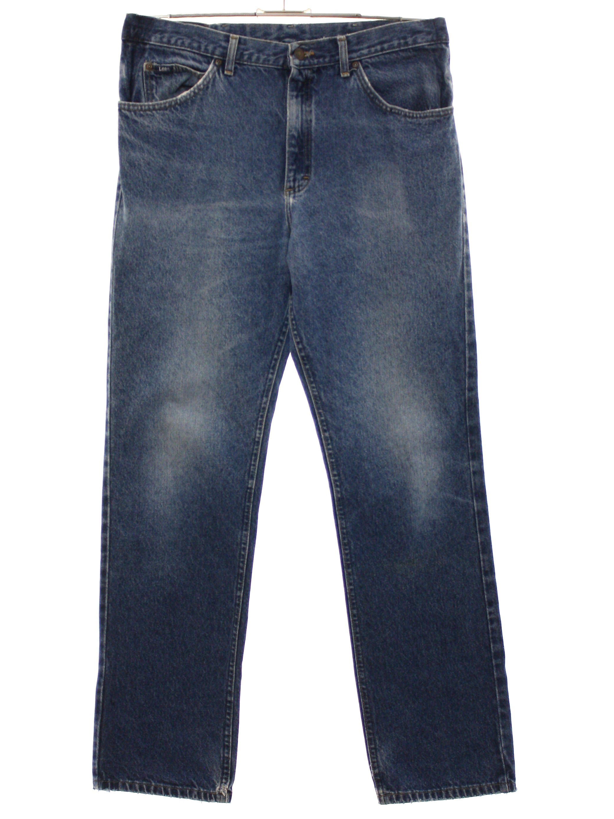 Eighties Vintage Pants: 80s -Lee- Mens medium blue background cotton ...