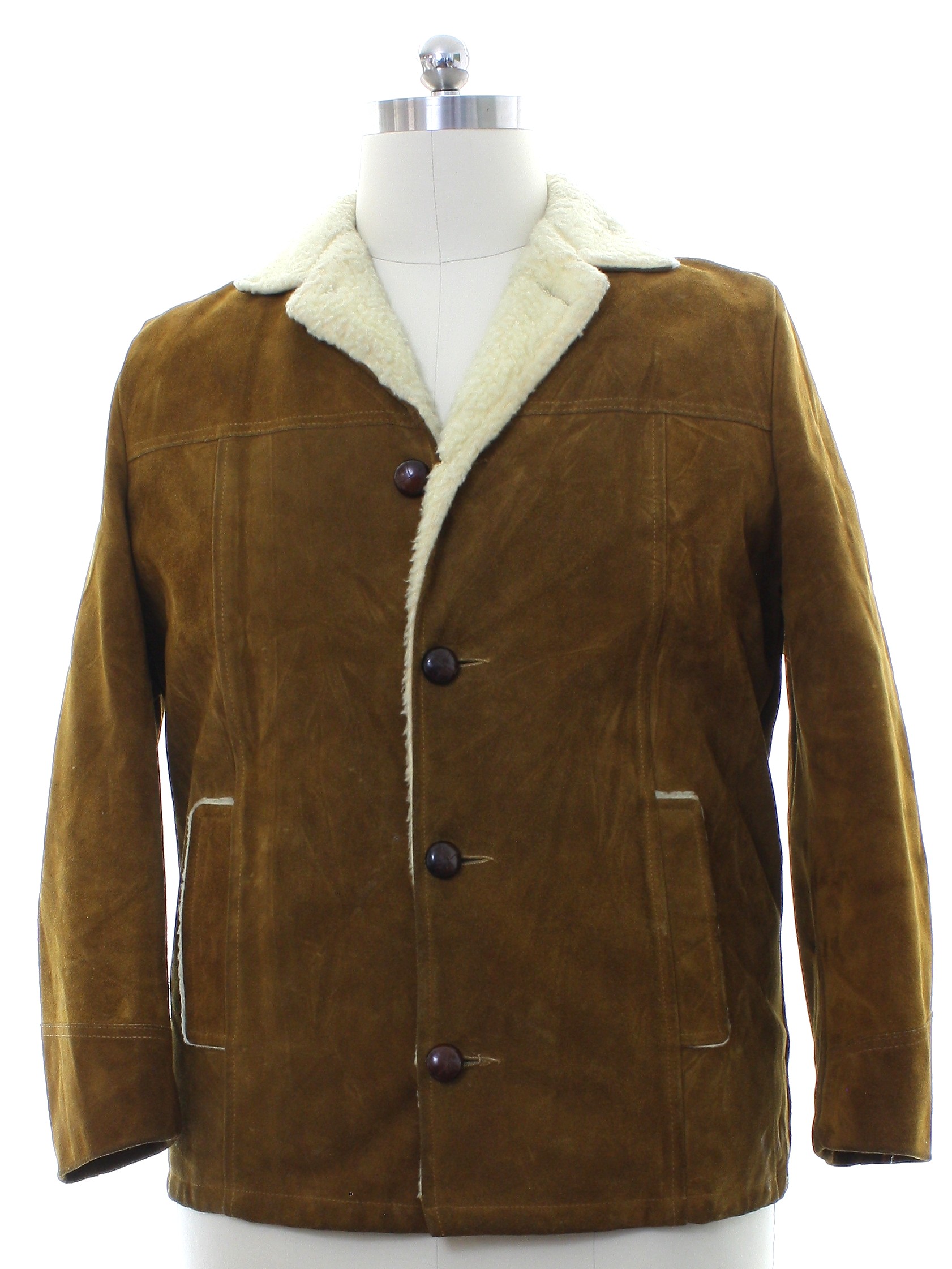 Vintage 1970's Leather Jacket: 70s -Silton- Mens golden brown suede ...