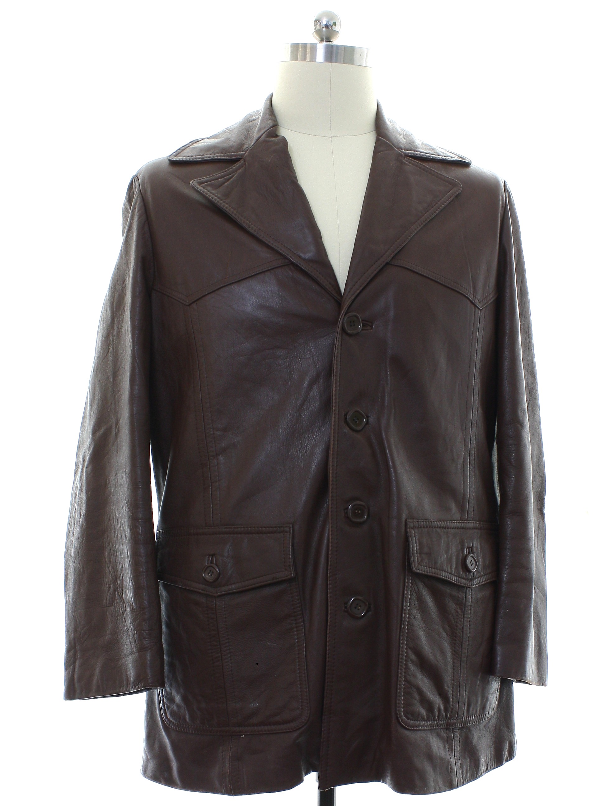 1970s Vintage Leather Jacket: 70s -Care Label- Mens taller fit ...