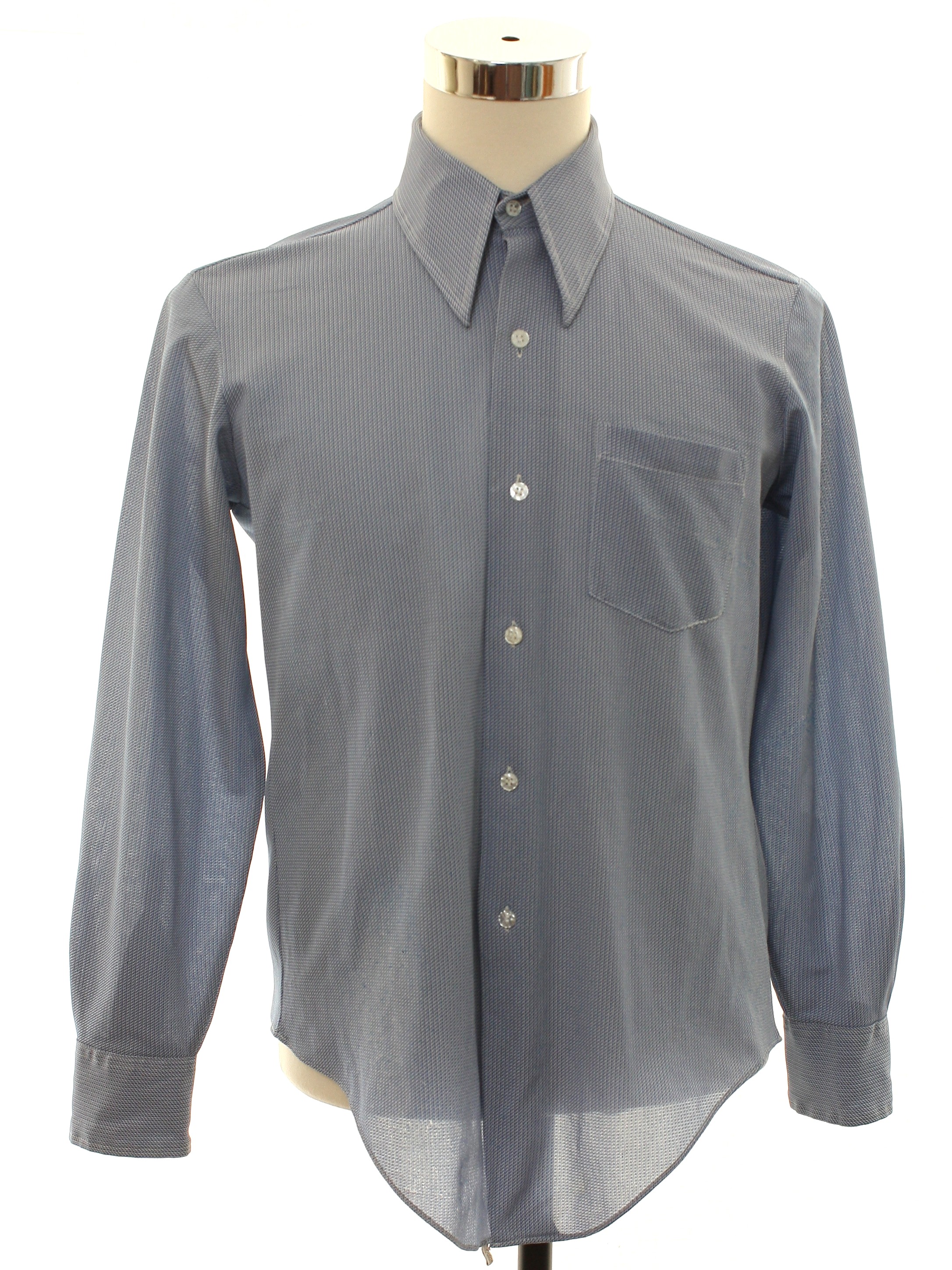 1970s Label Shirt: 70s -Label- Mens color blended cotton long sleeve ...