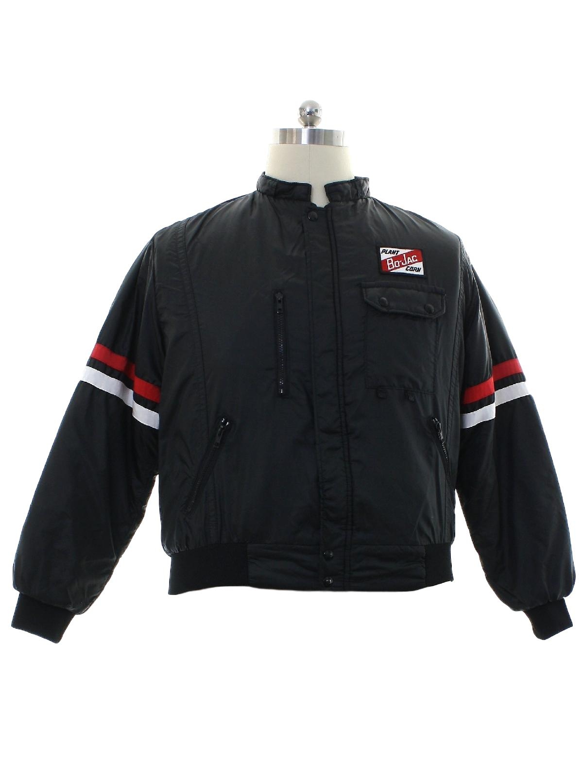 Vintage 1980's Jacket: 80s -Swingster- Mens black background nylon ...