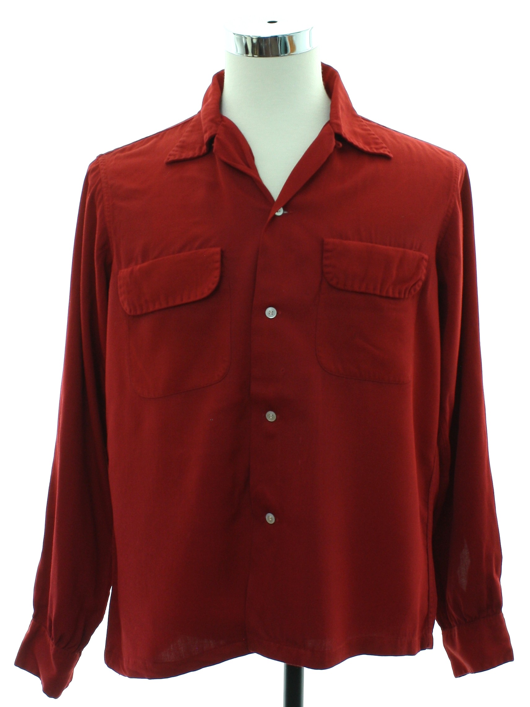 Vintage Arrow 1950s Gabardine Shirt: 50s -Arrow- Mens cranberry red ...