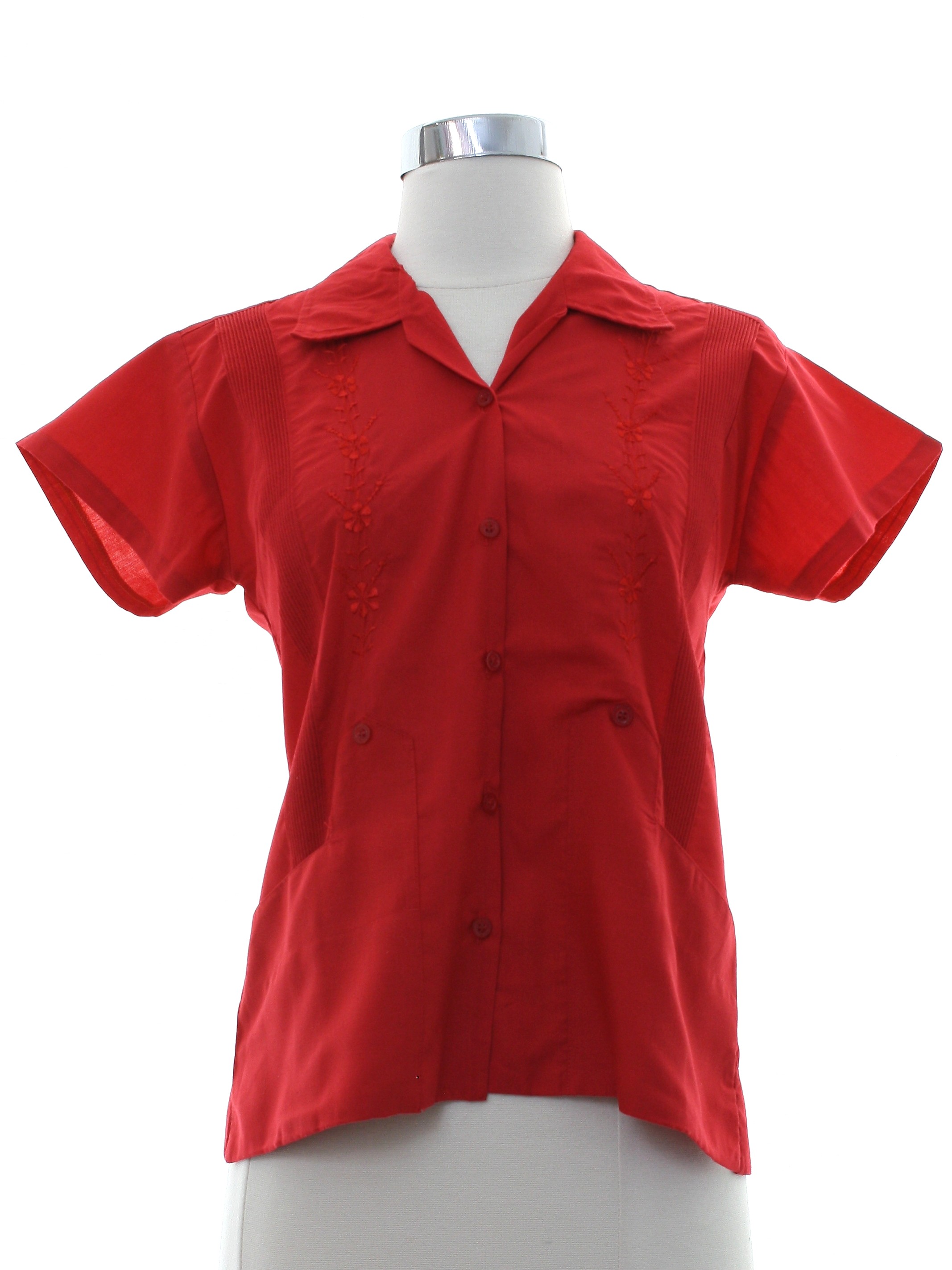 size small apple red button up dress shirt women