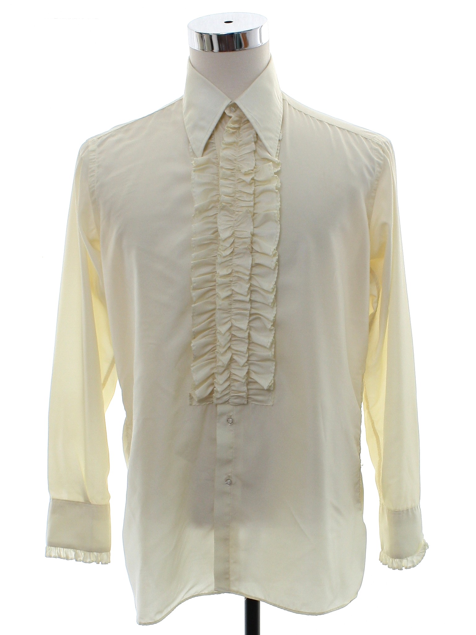 Seventies After Six Shirt: 70s -After Six- Mens taller fit ivory silky ...