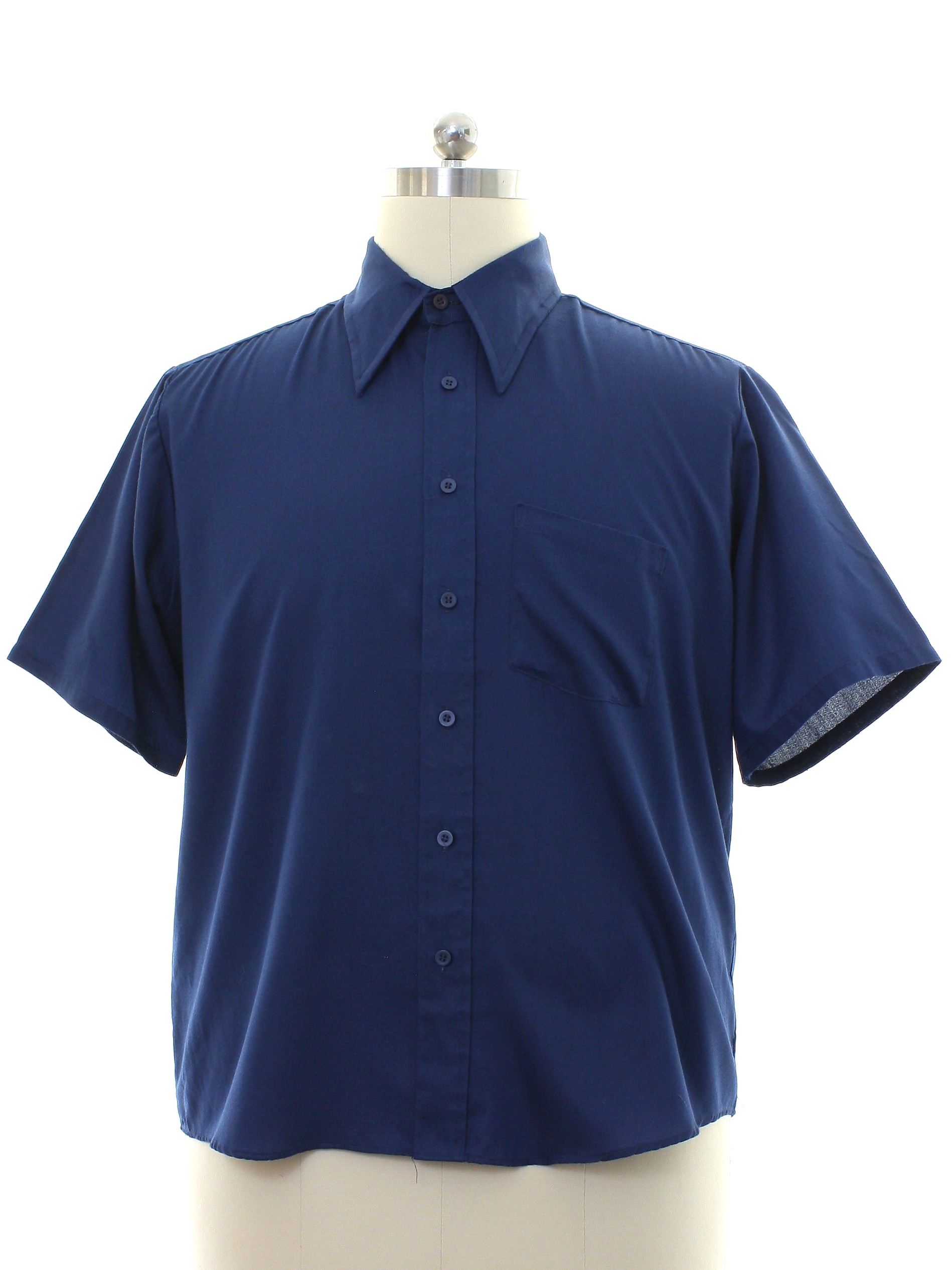1970s JC Penney Shirt: 70s -JC Penney- Mens navy blue background ...