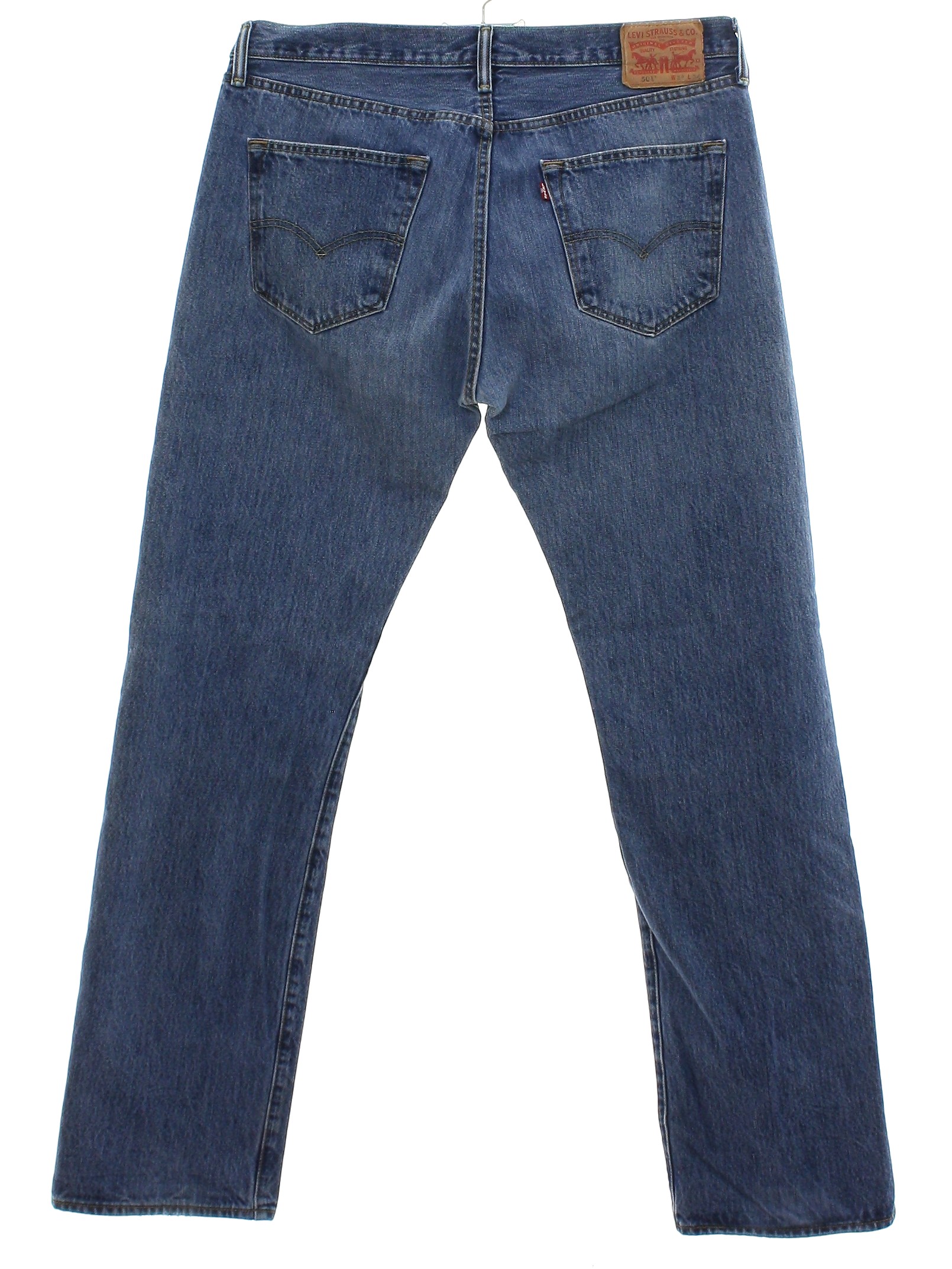 Pants: 90s -Levis 501- Mens slightly faded blue cotton denim denim ...