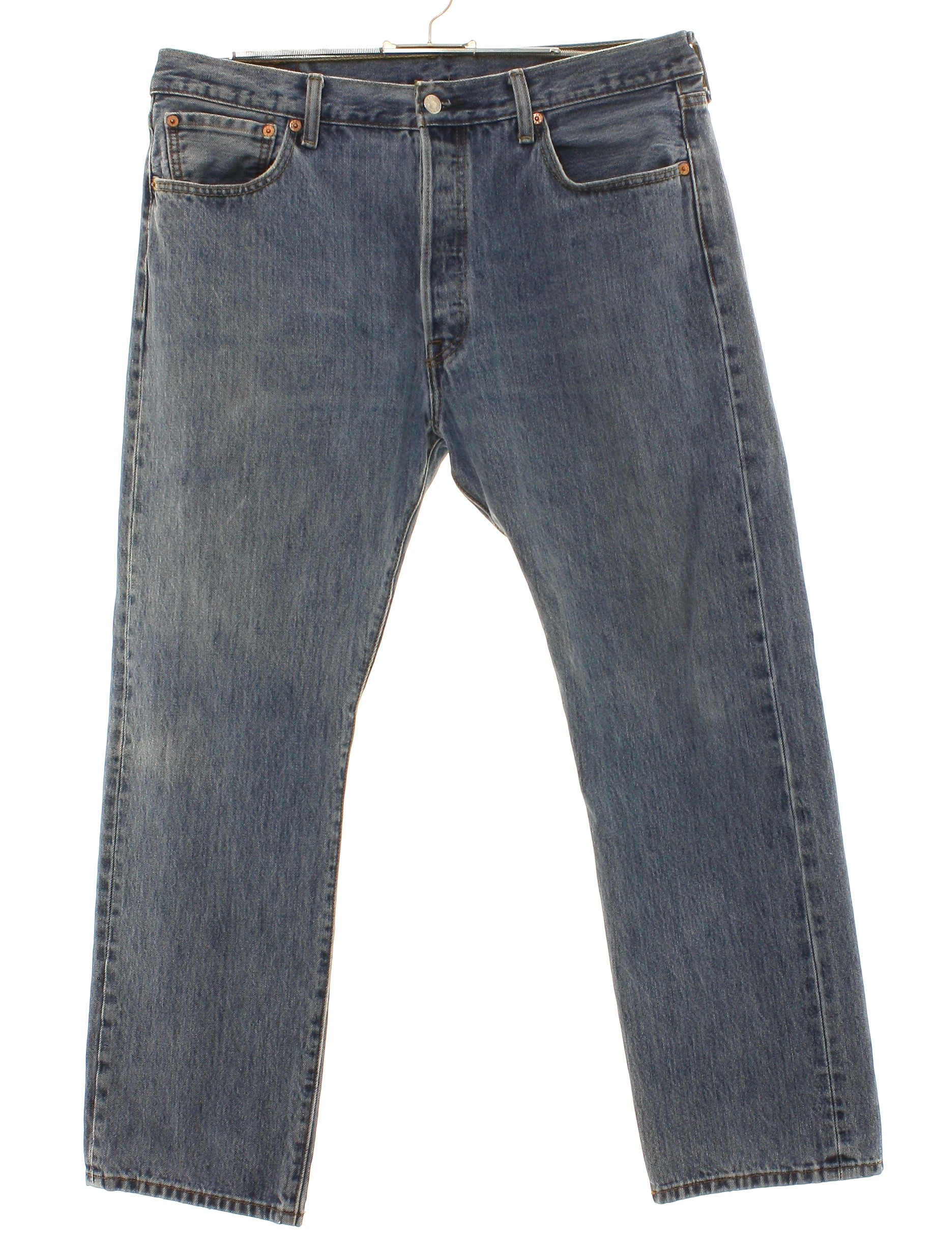 Pants: 90s -Levis 501- Mens slightly faded and worn blue cotton denim ...