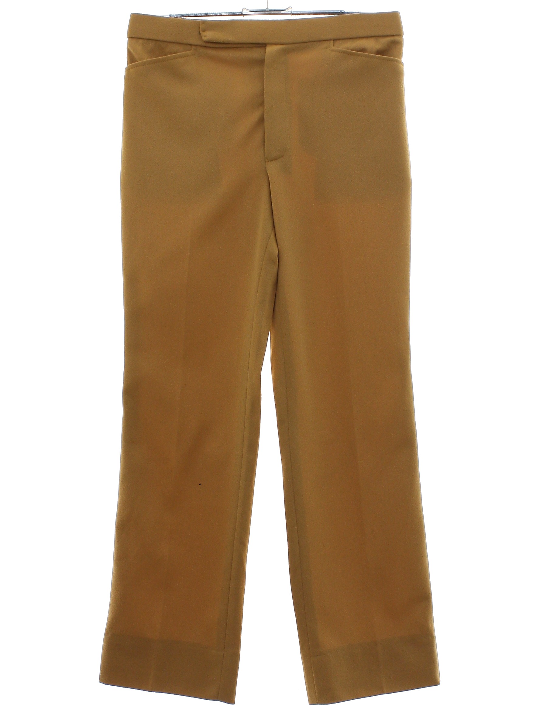 70s Pants: 70s -No Label- Mens dusty orange solid colored polyester ...