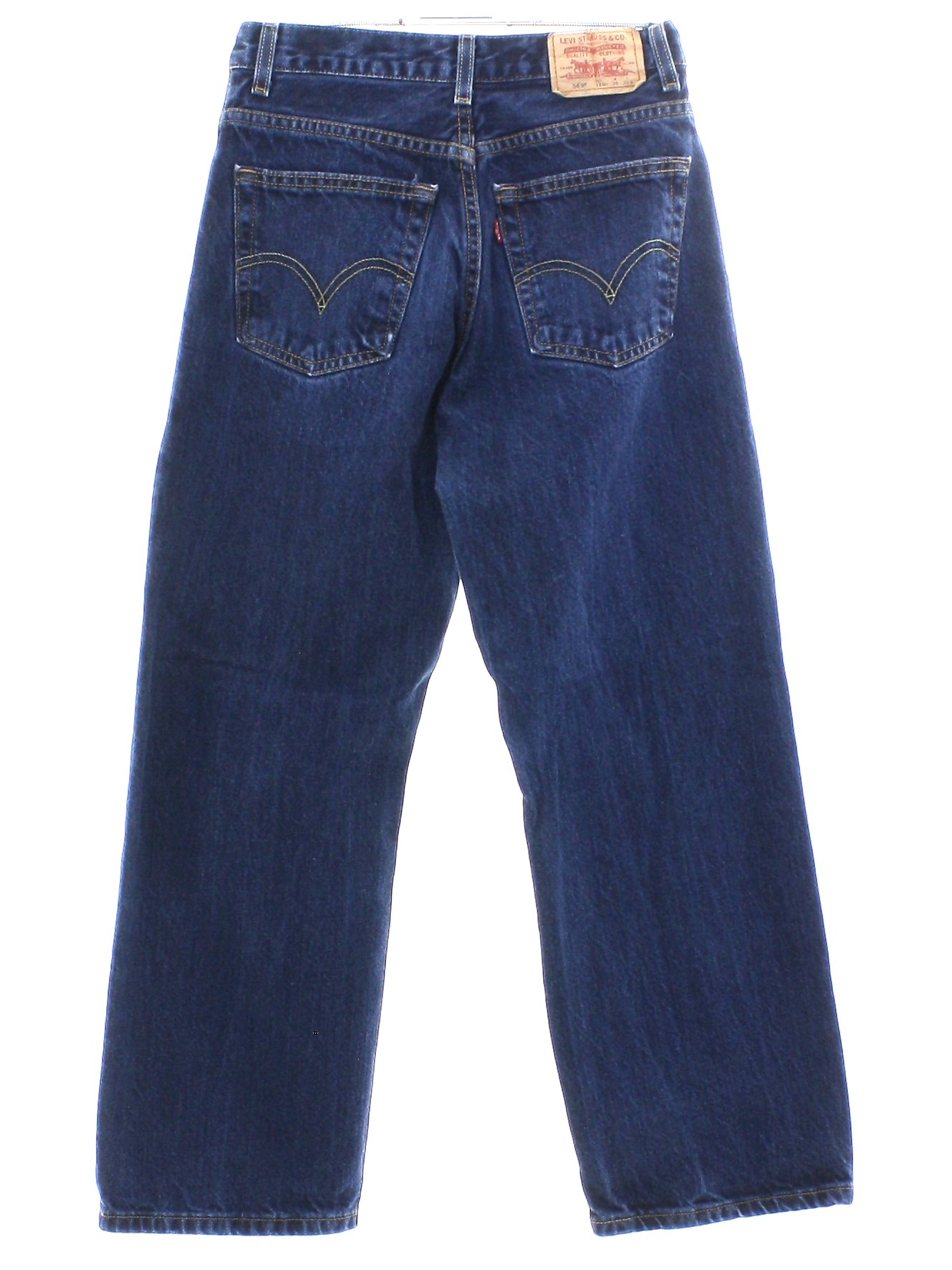 Vintage Levis 569 90's Pants: 90s or newer -Levis 569- Womens slightly  faded dark blue cotton denim levis 569 straight wide leg loose denim jeans  pants with zipper fly closure with button.