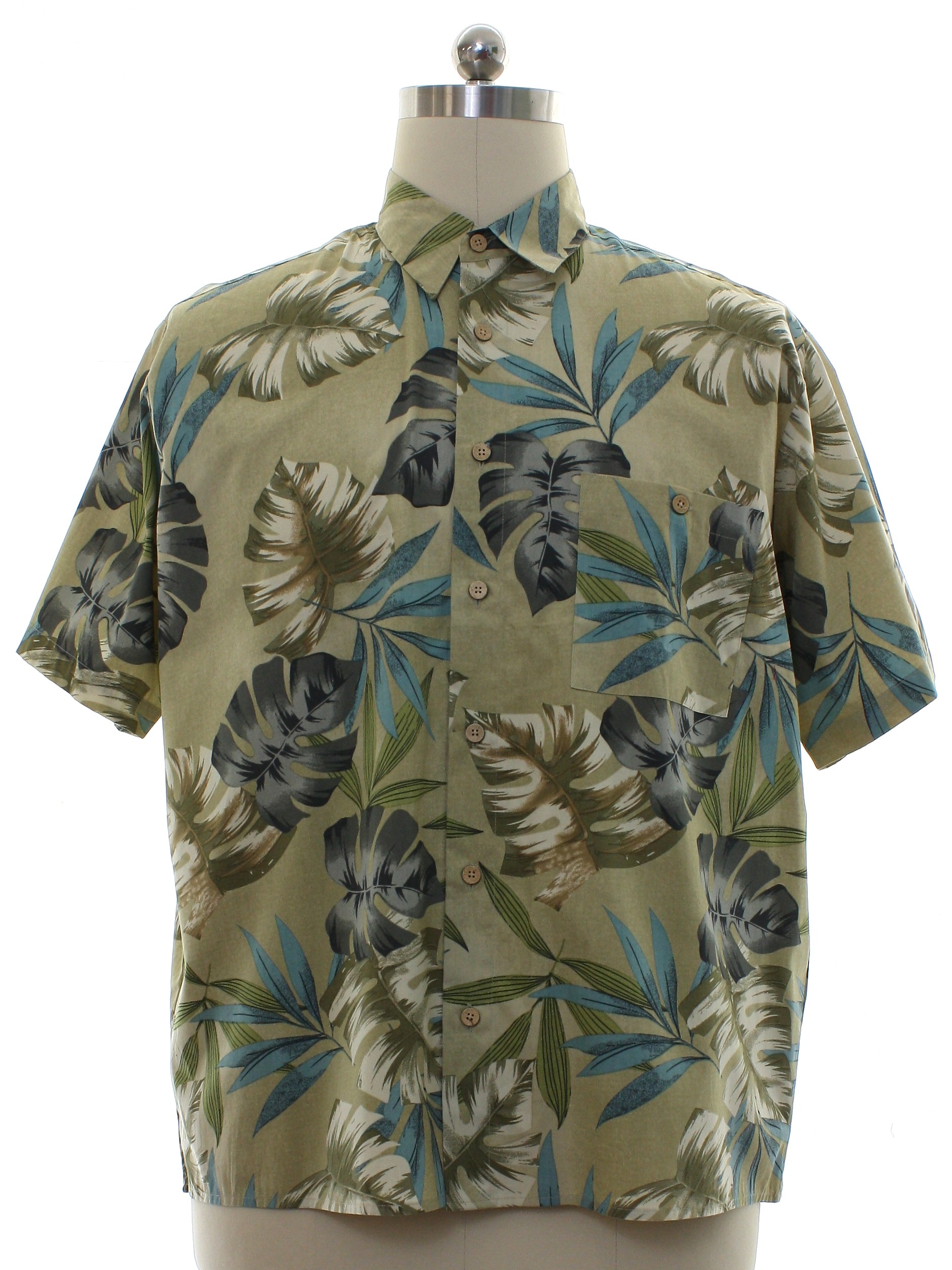 Retro 90s Hawaiian Shirt (Natural Issue) : 90s -Natural Issue- Mens tan ...