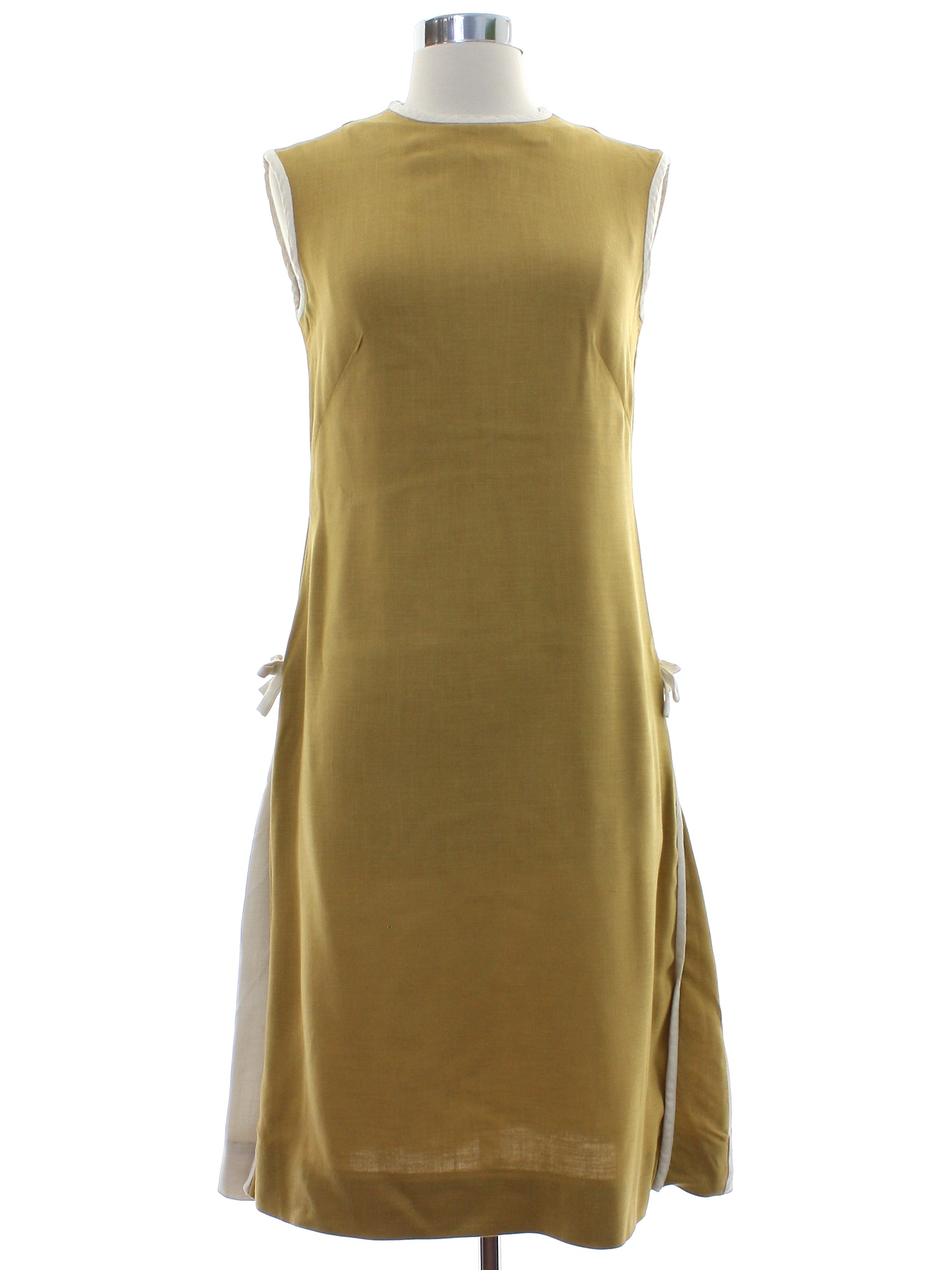 Vintage 60s Dress: 60s -Bobbie Brooks- Womens tan cotton linen ...