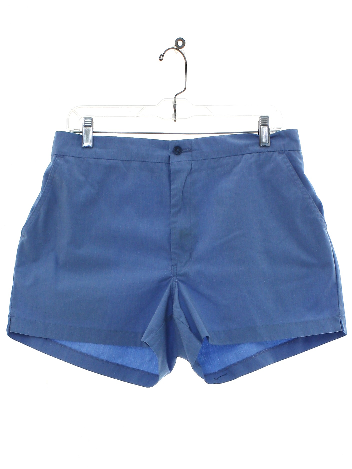 Eighties Vintage Shorts: 80s -Care Label- Mens hazy sky blue polyester ...