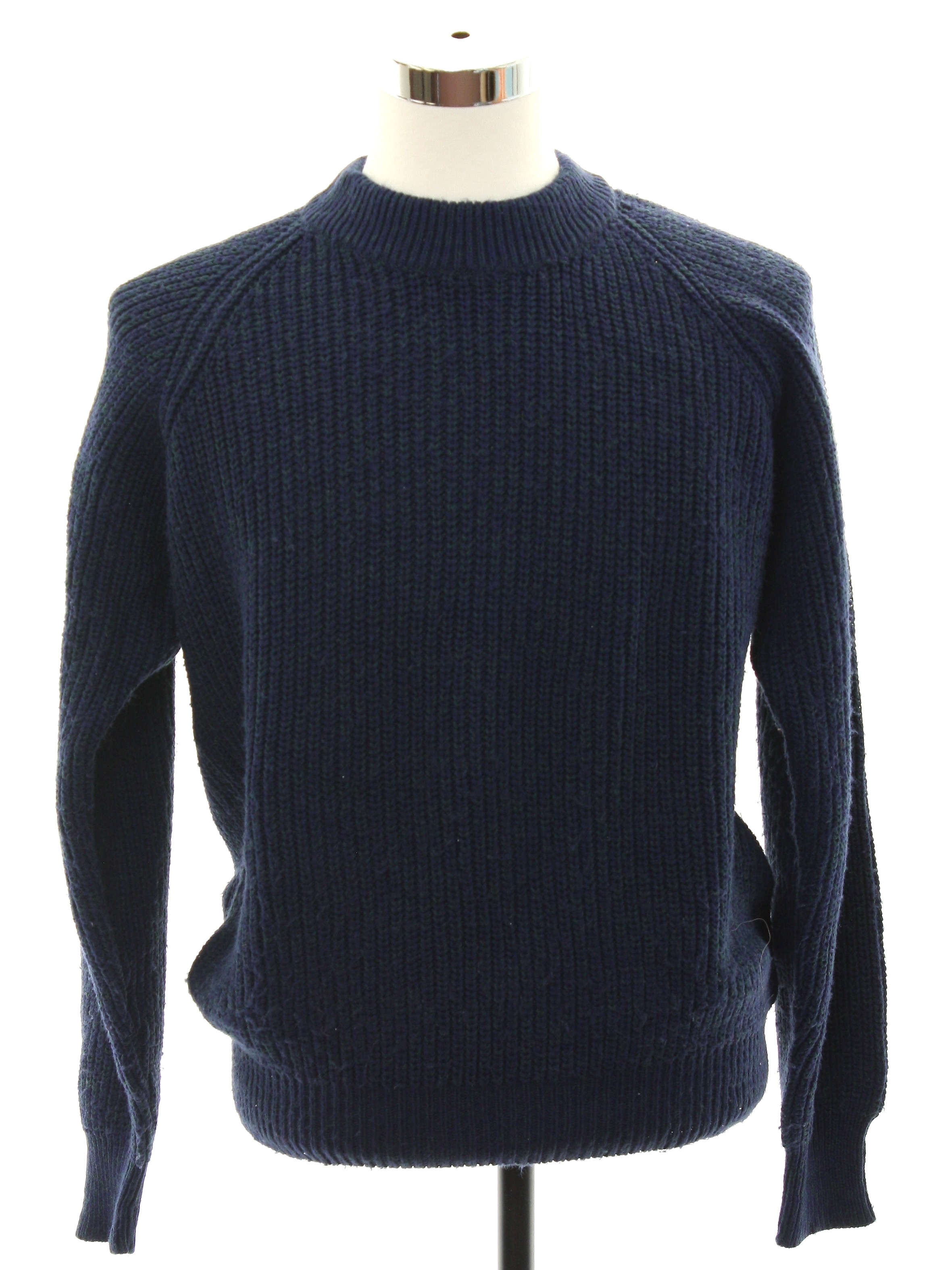 Eighties Vintage Sweater: 80s -Townsley- Mens dark blue and green ...