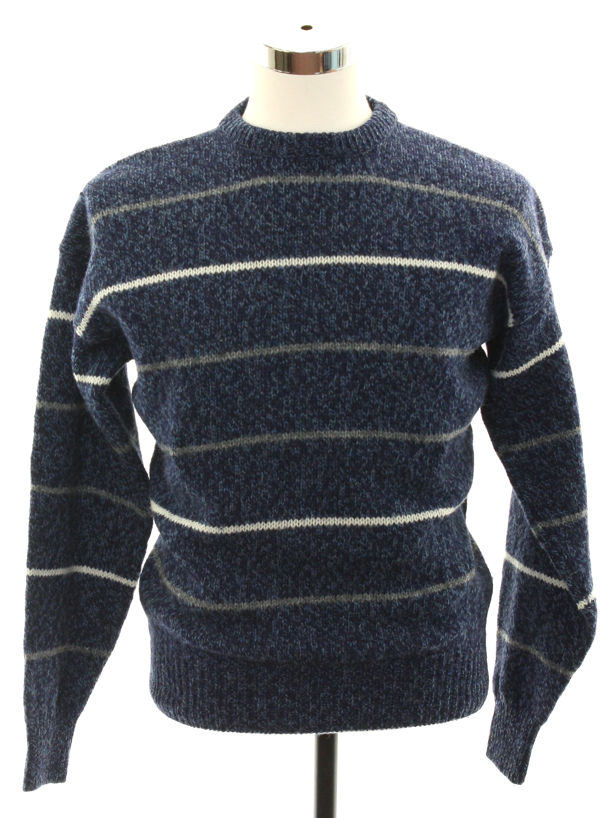 1980's Retro Sweater: 80s -Authentic Issue- Mens mottled blues with ...