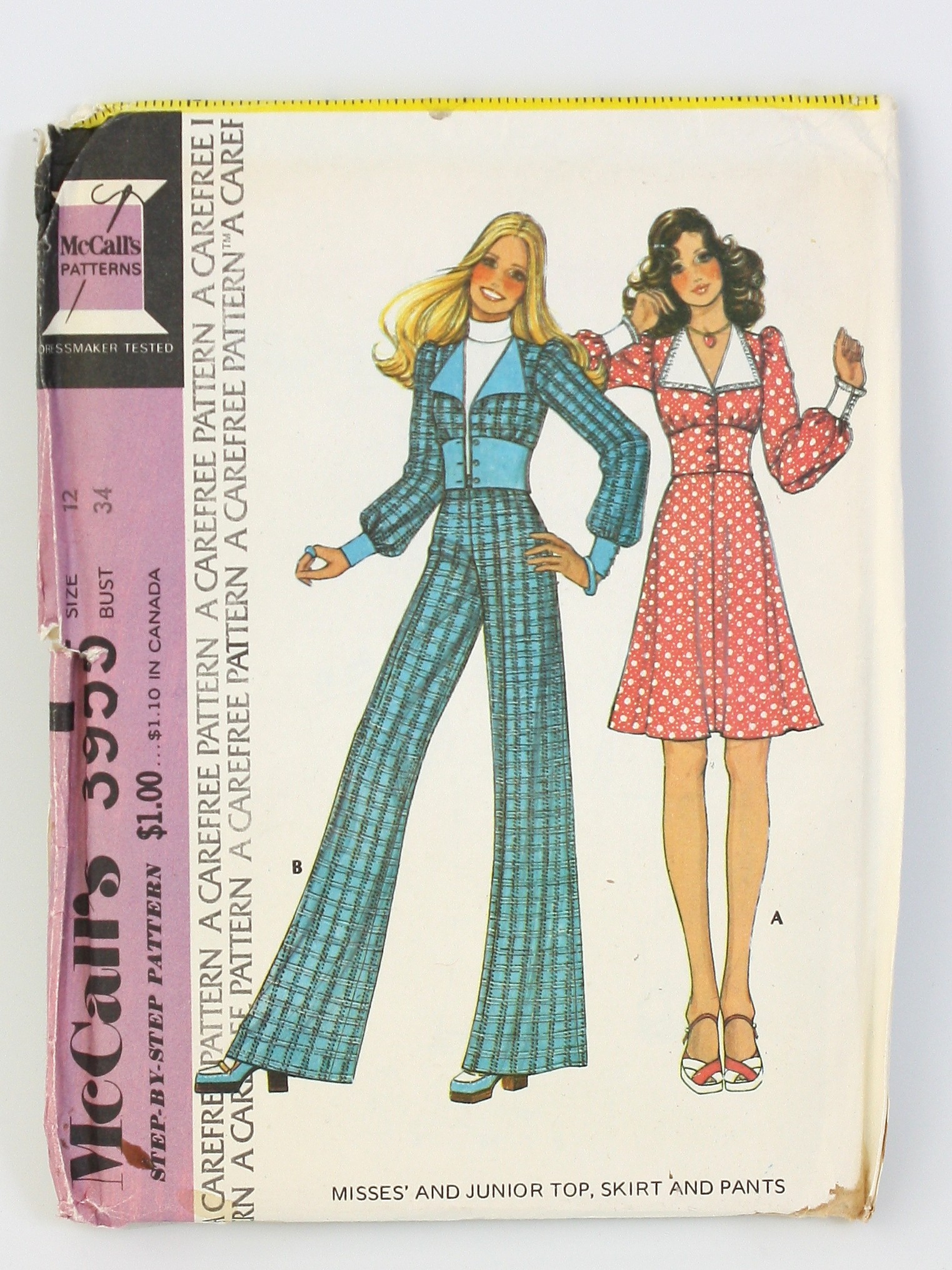 70s Retro Sewing Pattern 70s McCalls Pattern No. 3955 Womens top