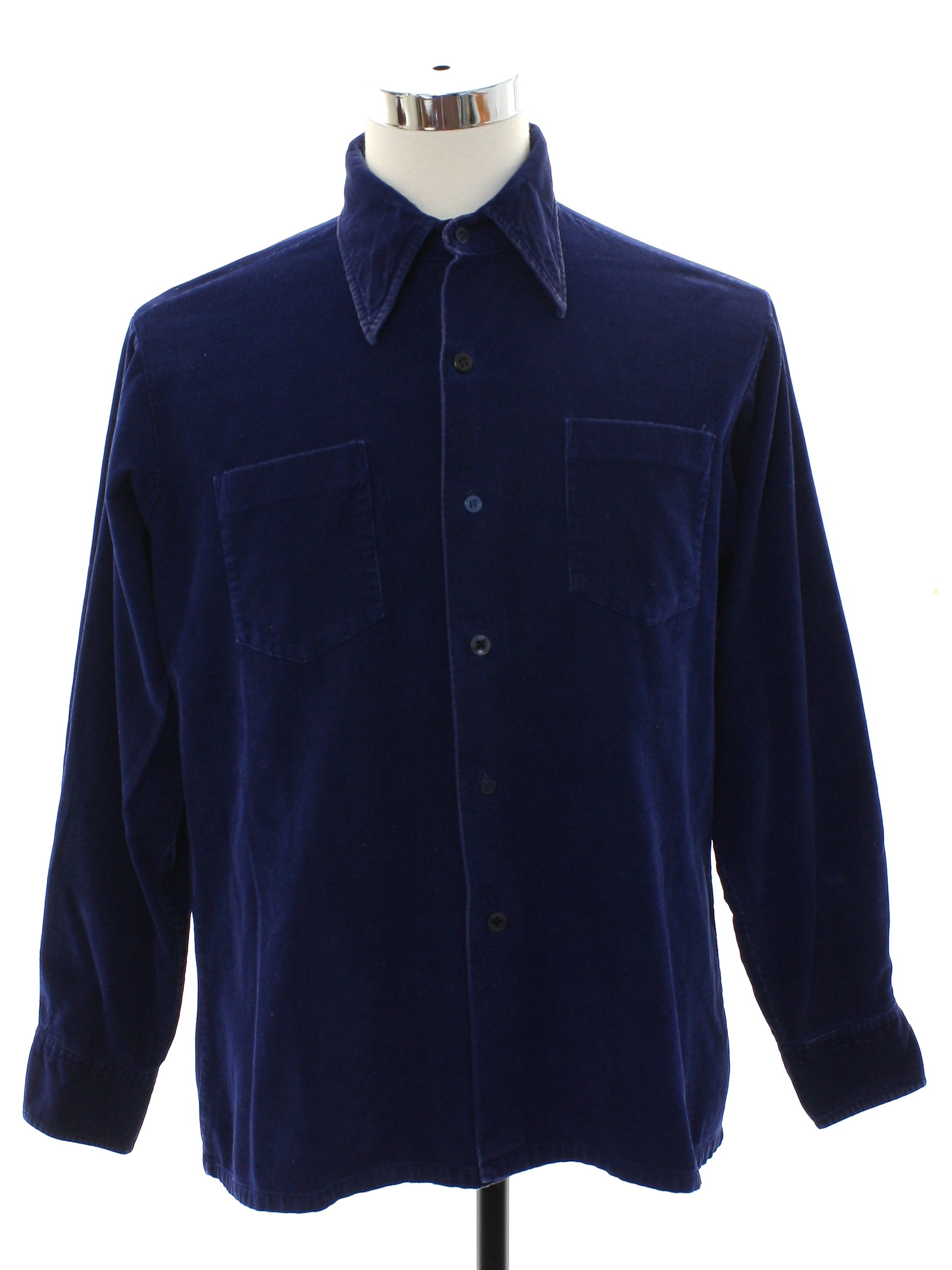 Vintage Shanghai 1970s Shirt: 70s -Shanghai- Mens cobalt blue cotton ...